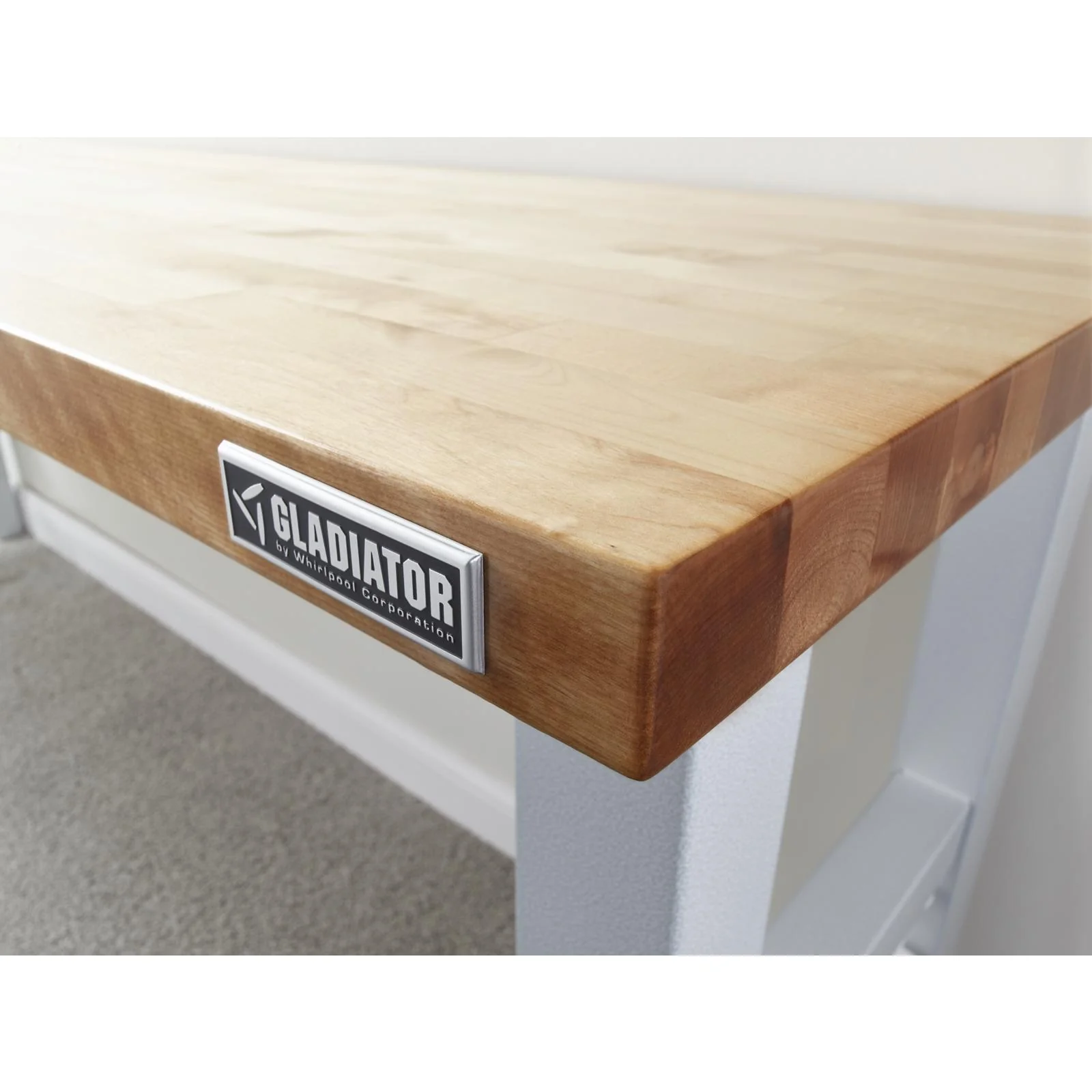 Gladiator Hammered White 4' Adjustable Height Hardwood Workbench - GAWB04HWJW - Image 5