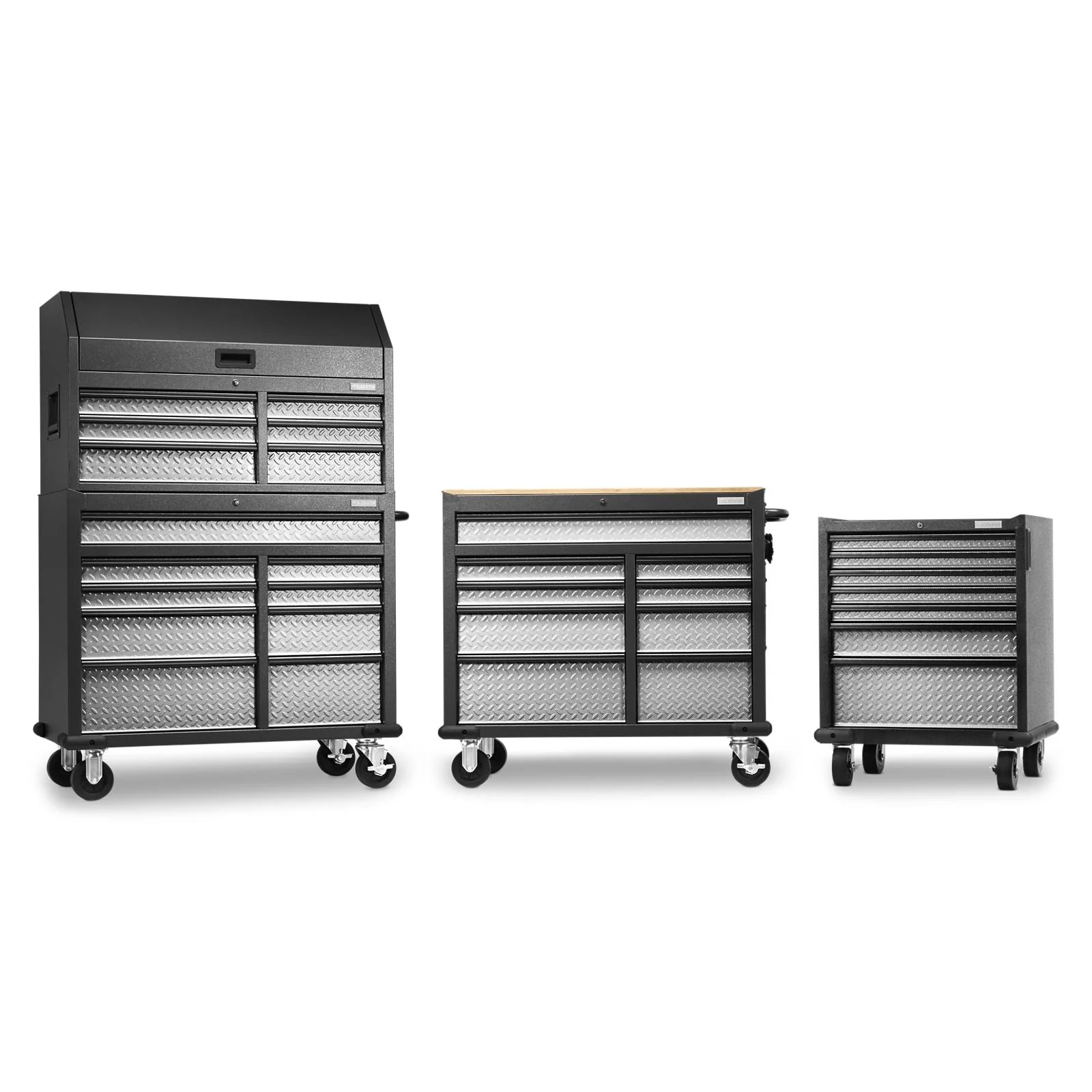 Gladiator Silver Tread Premier 41 inch 9-drawer Mobile Tool Workbench with Solid Wood Top - GAMT41HWJG - Image 3