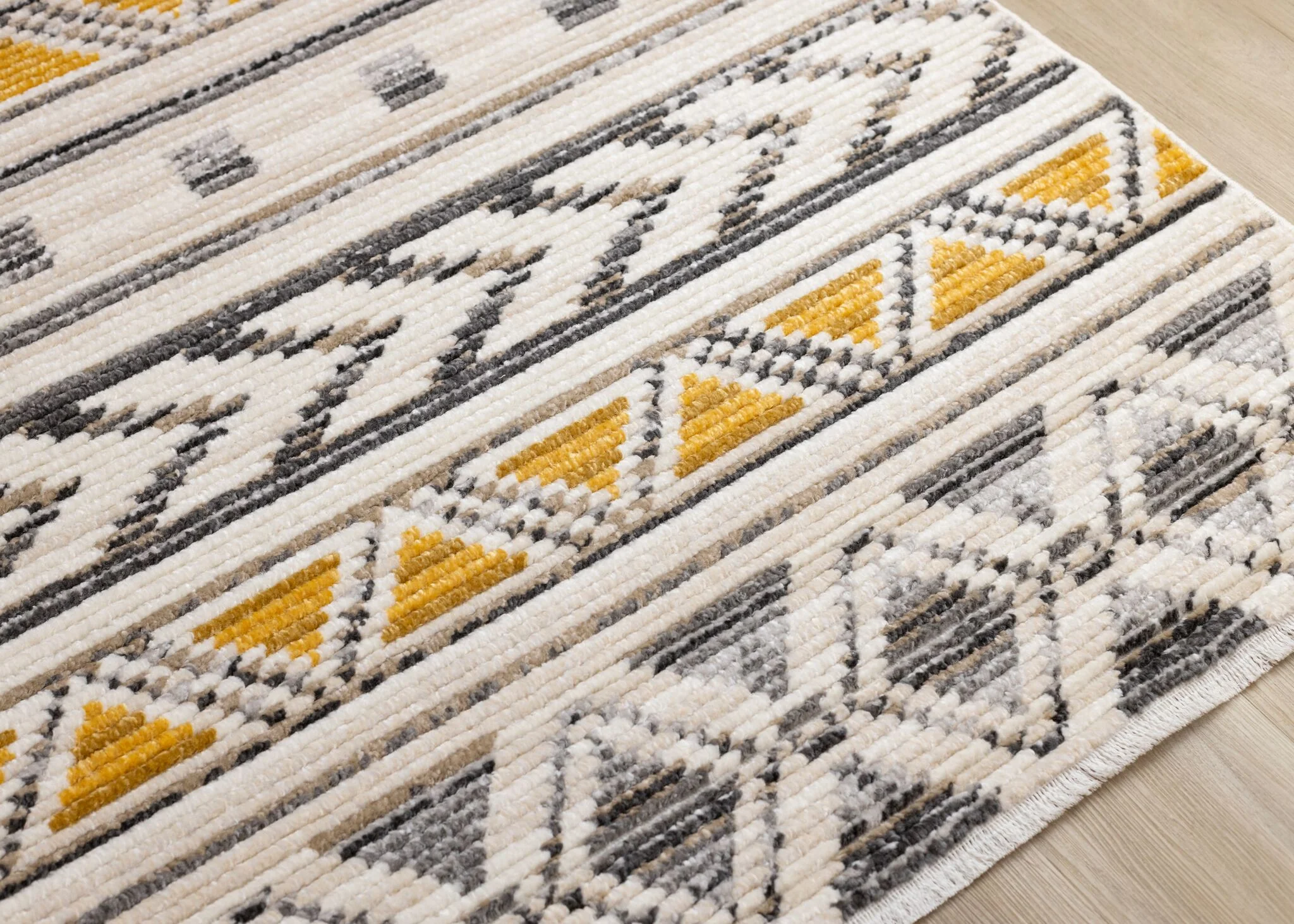 Golden Peaks 7'10" x 10'6" Tribal Area Rug - Grey, Yellow - Image 2