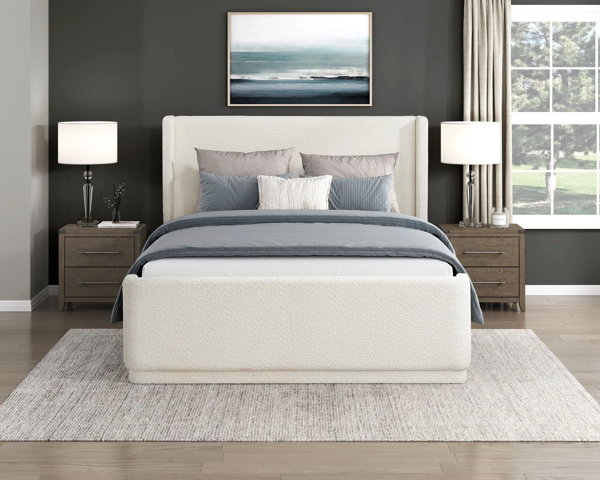 Hallie 3-Piece Full Upholstered Bed - Beige - Image 2