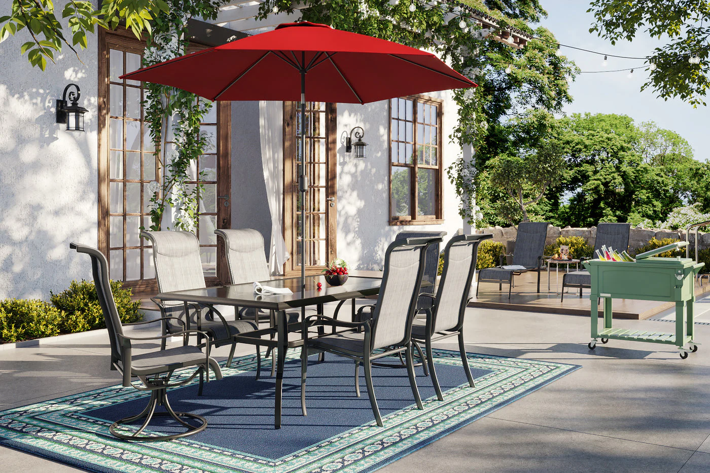 Hanlan 72" Outdoor Dining Table - Charcoal/Glass - Image 2