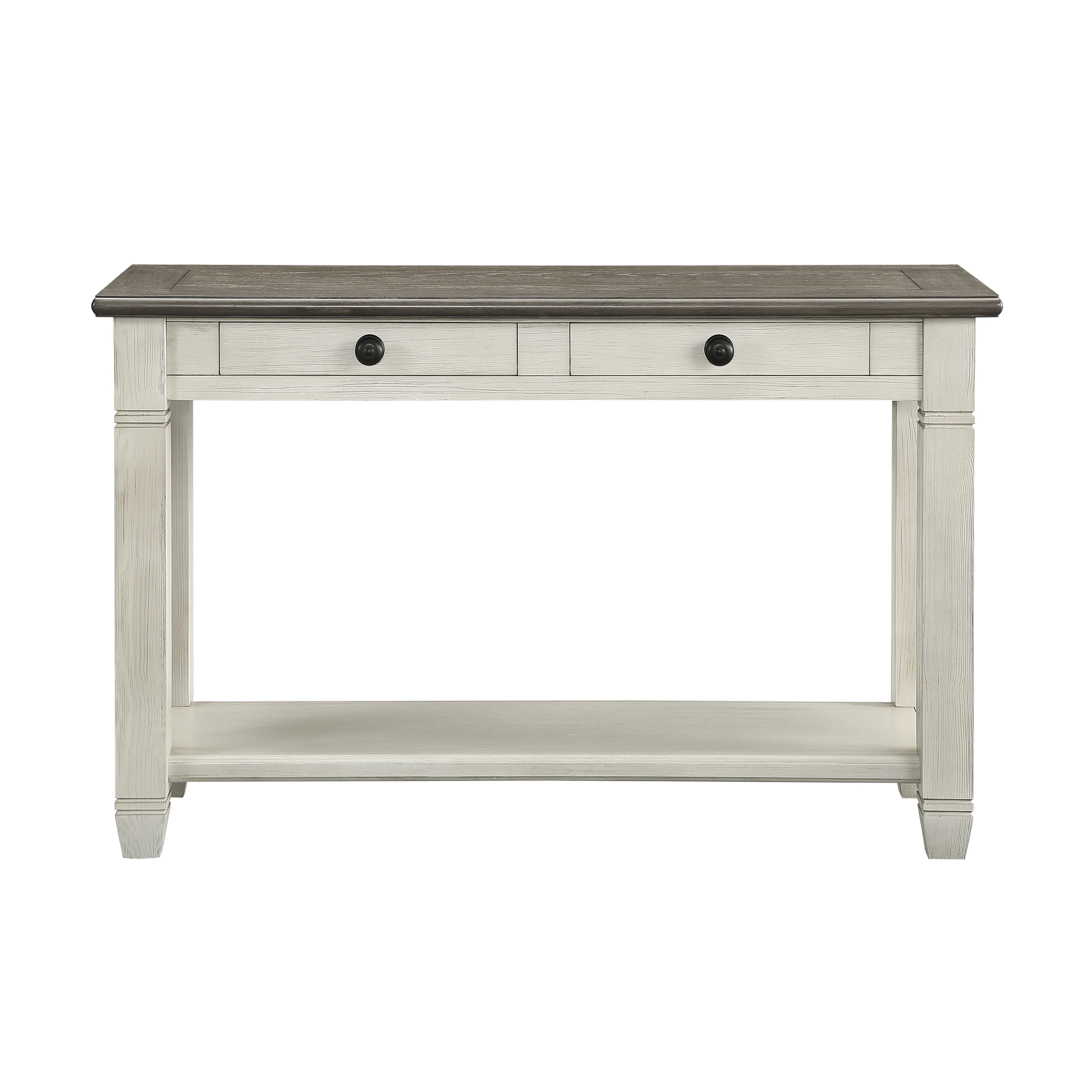 Harold 48" Sofa Table - Antique White and Brown - Image 2