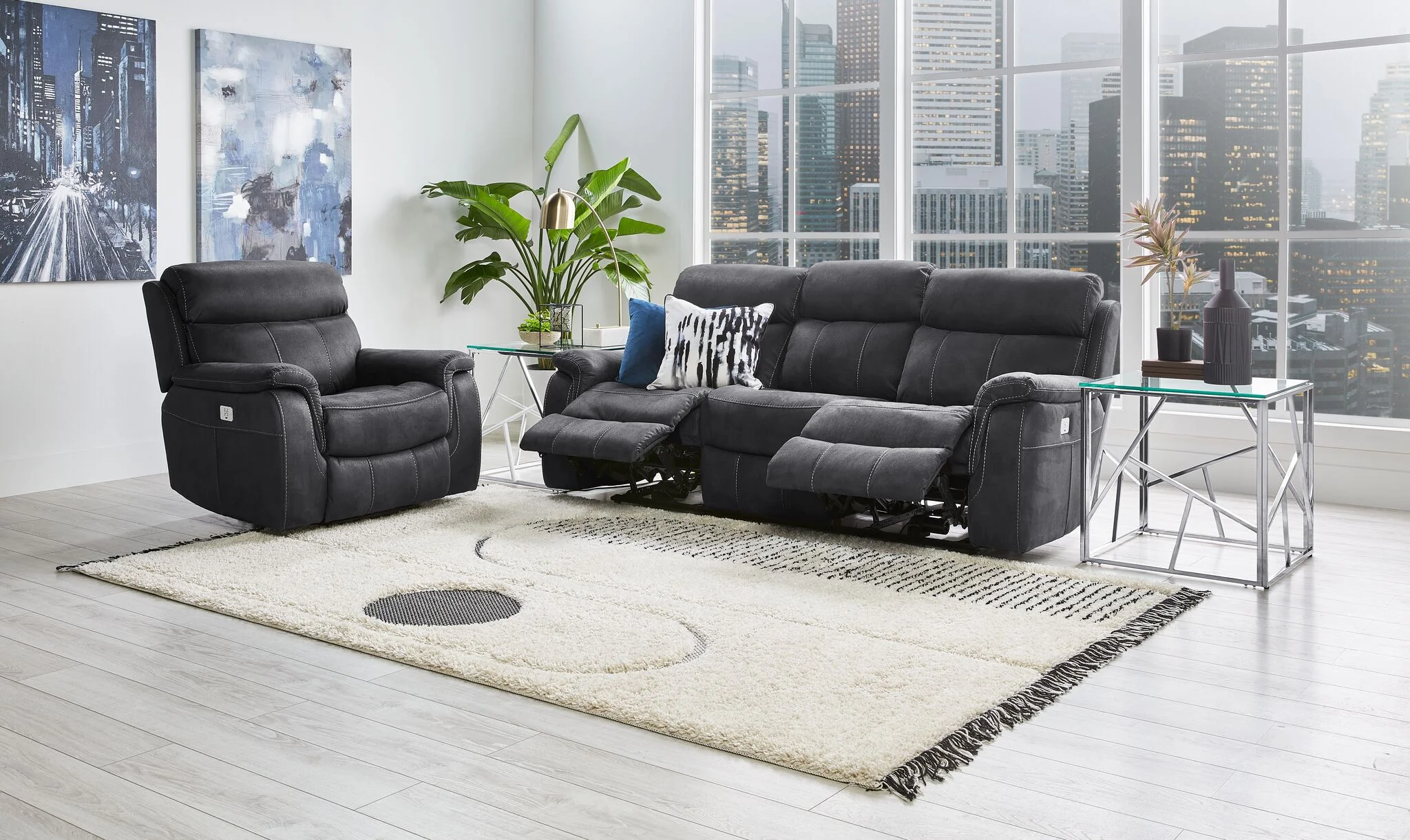 Haven Dual Power Reclining Sofa - Grey - Image 2