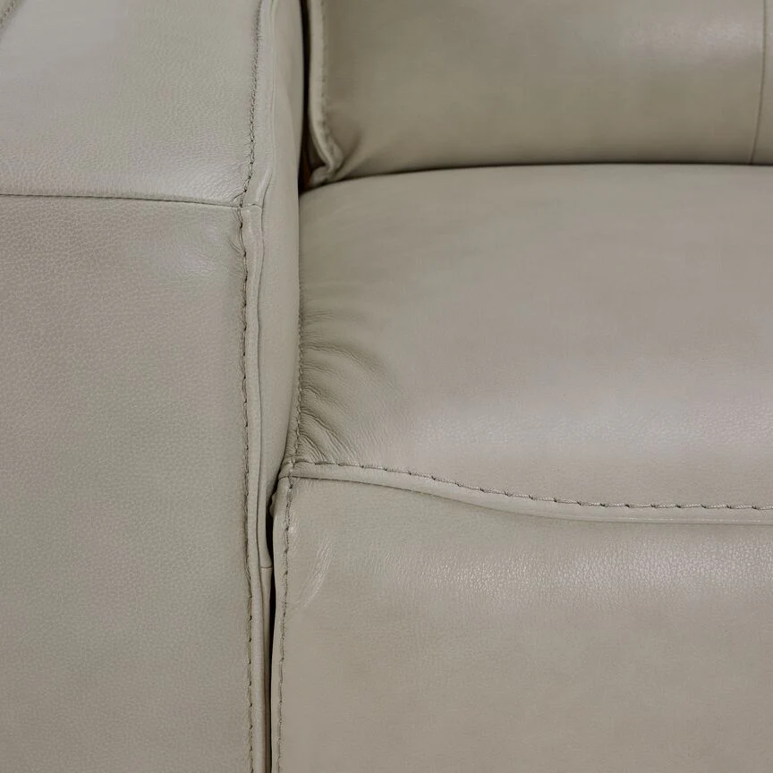 Henry Leather Triple Power Reclining Loveseat - Ivory - Image 8