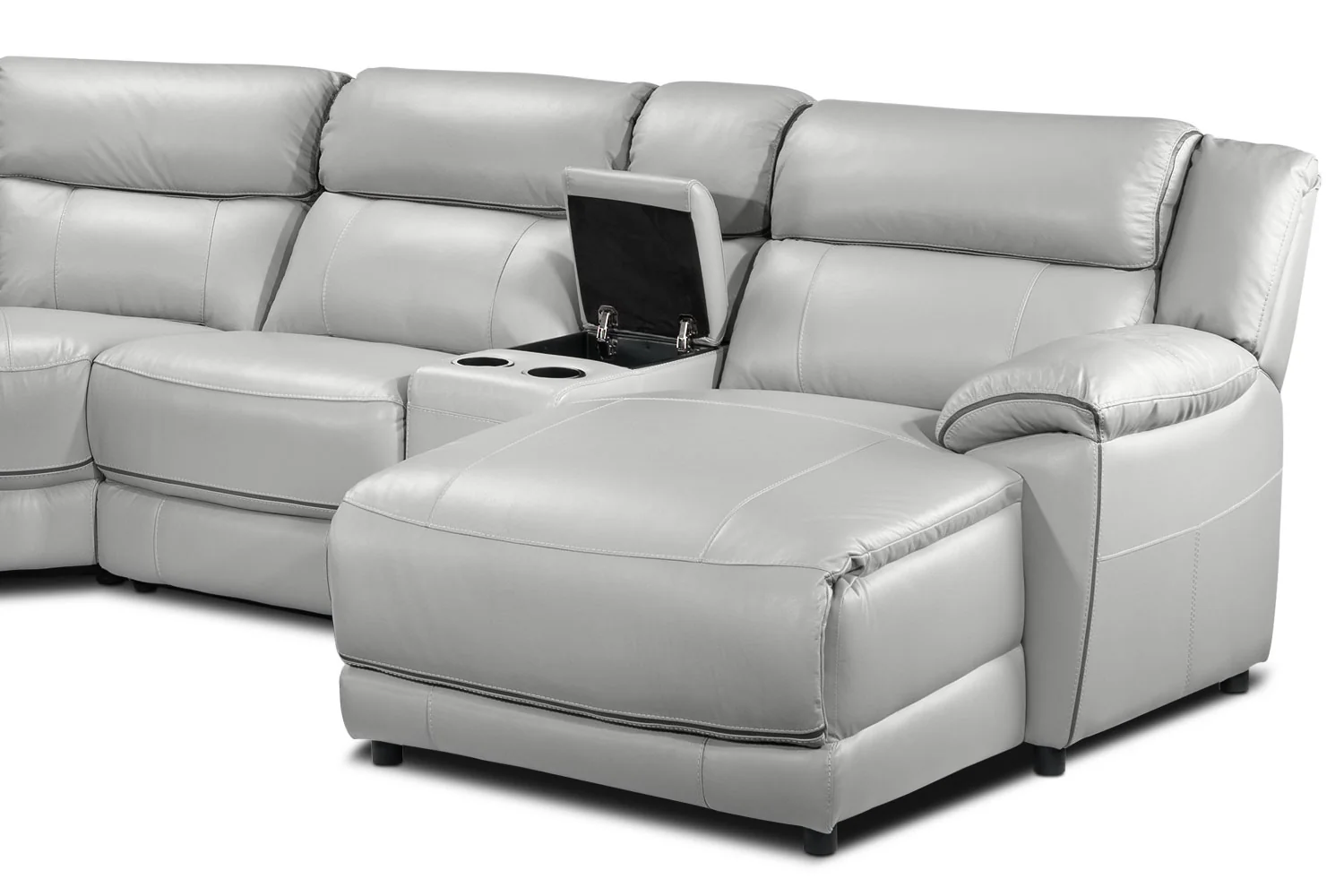 Holton Leather 6-Piece Sectional with Right-Facing Chaise - Grey - Image 4