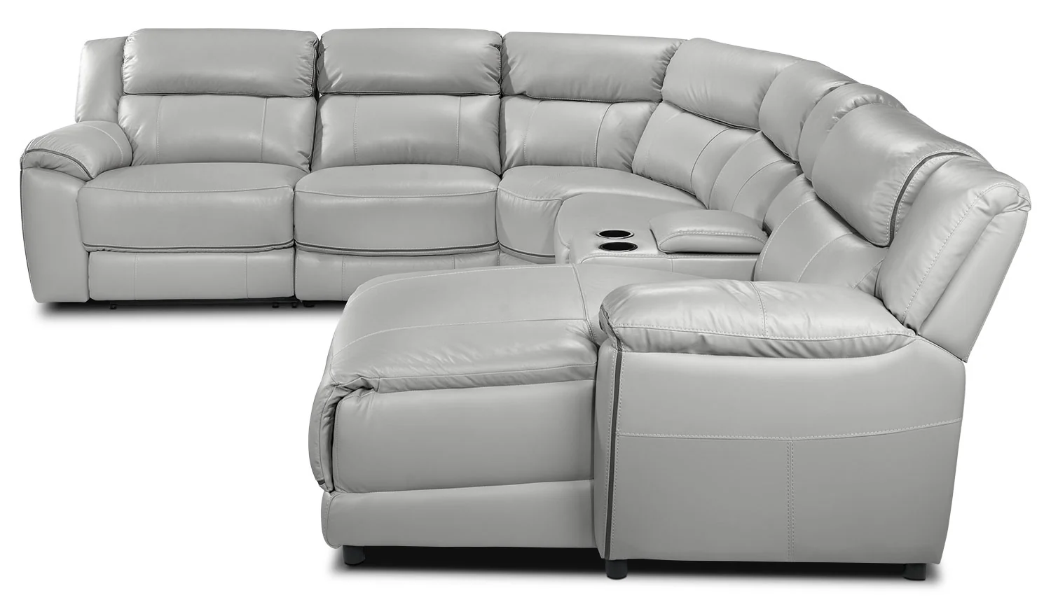 Holton Leather 6-Piece Sectional with Right-Facing Chaise - Grey - Image 7