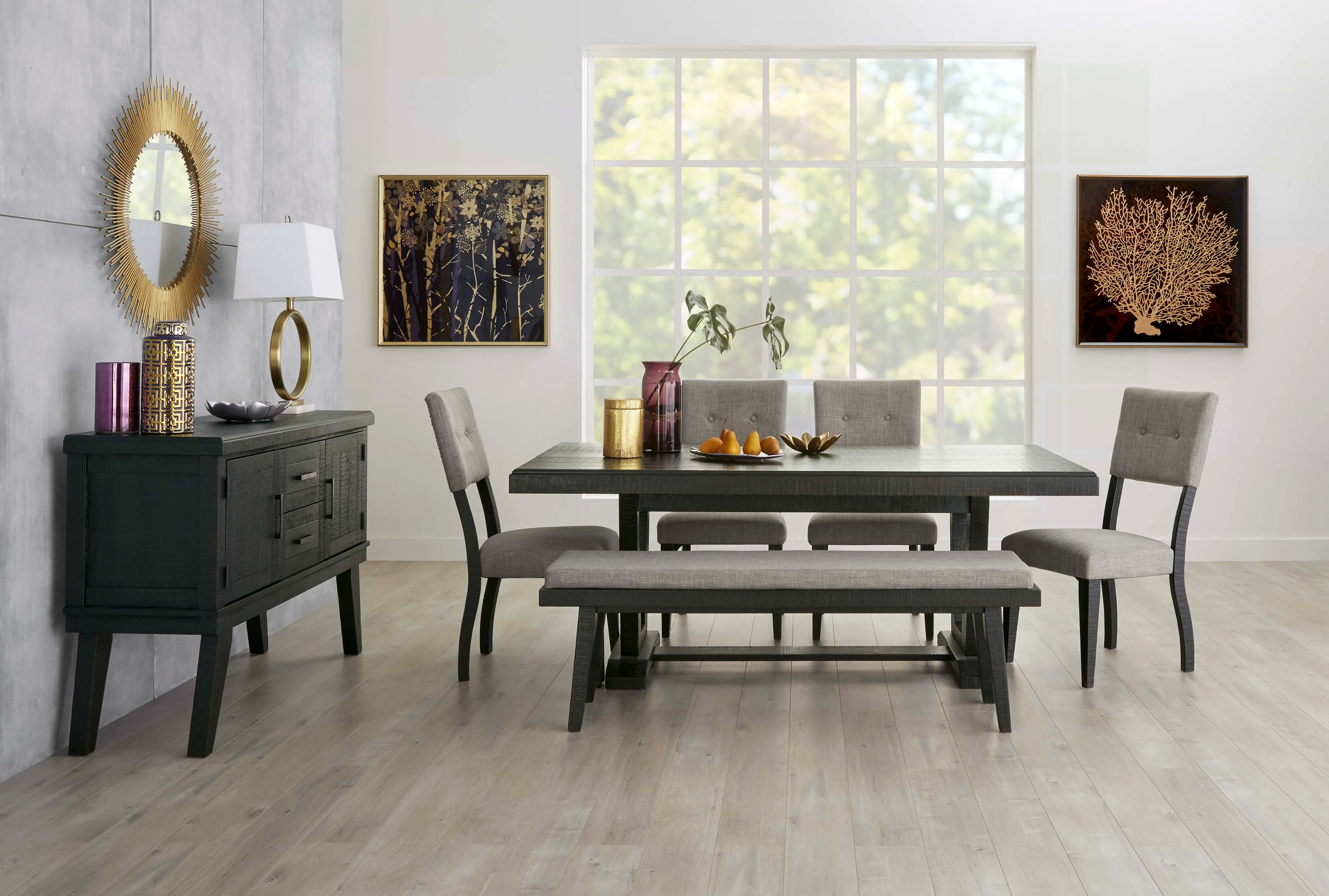 Imari 7-Piece Dining Set - Black and Grey - Image 2
