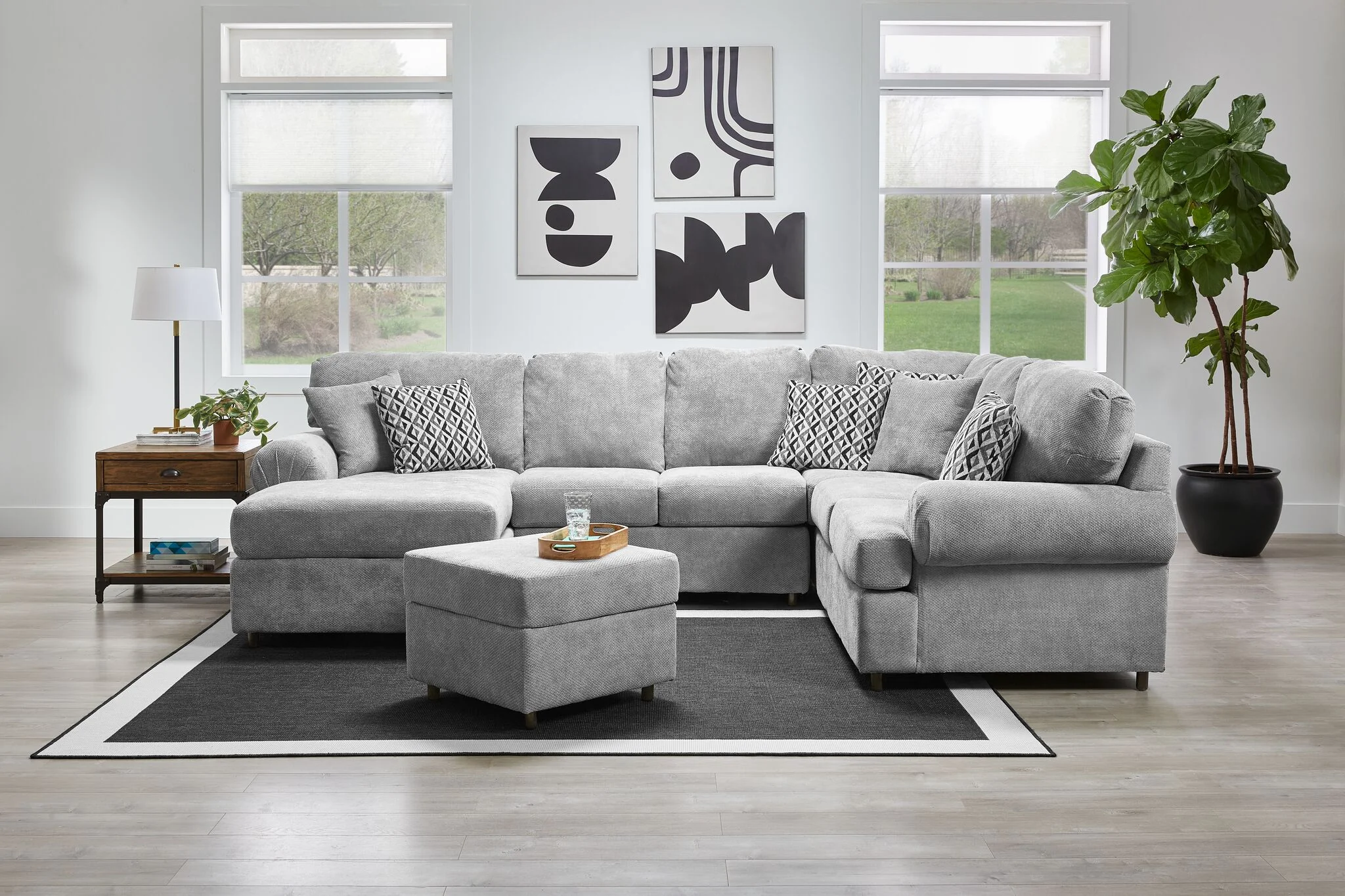 Jupiter 4-Piece Sectional with Left-Facing Chaise - Ash Grey - Image 3