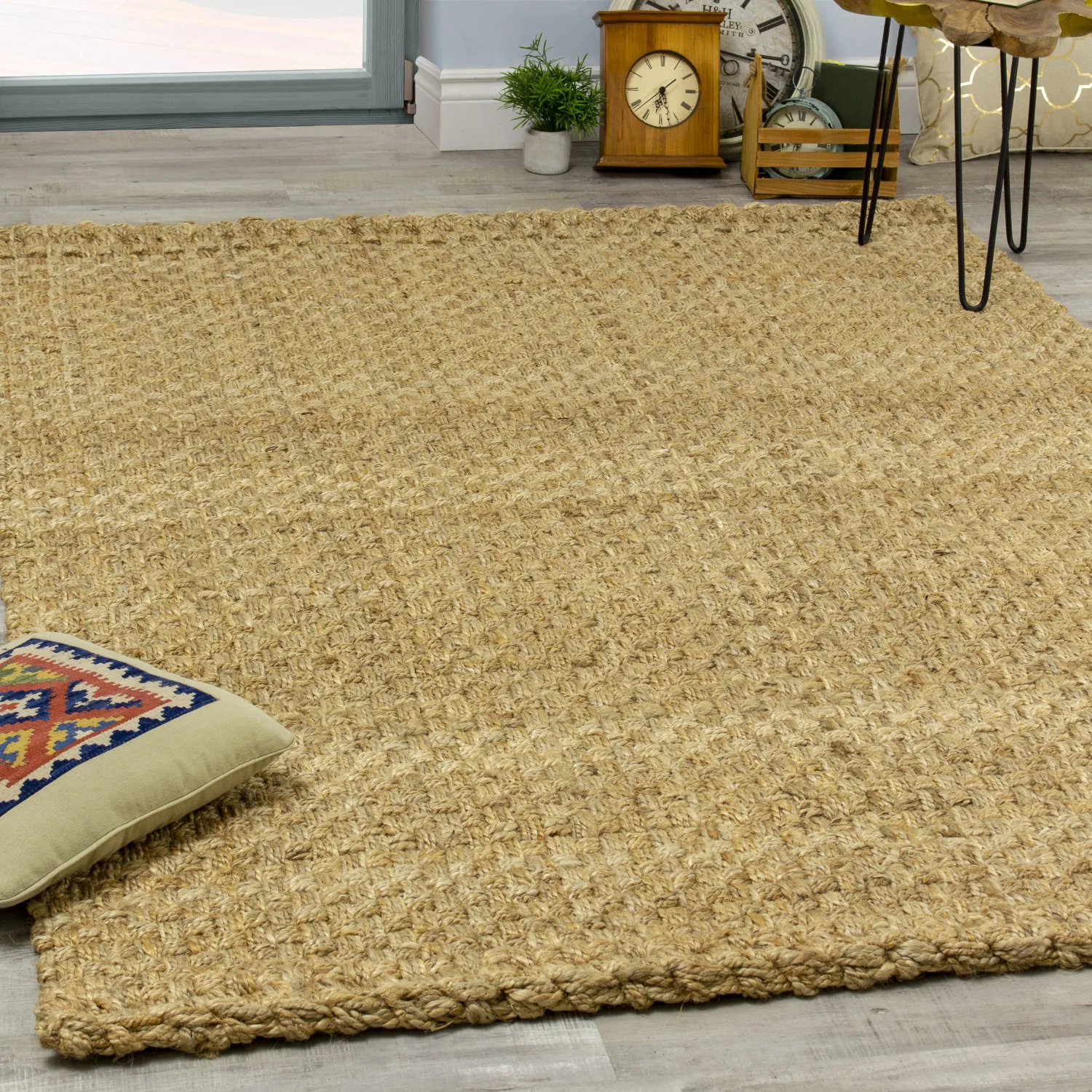 Jute Basketweave Area Rug - 5' X 8' - Beige - Image 3