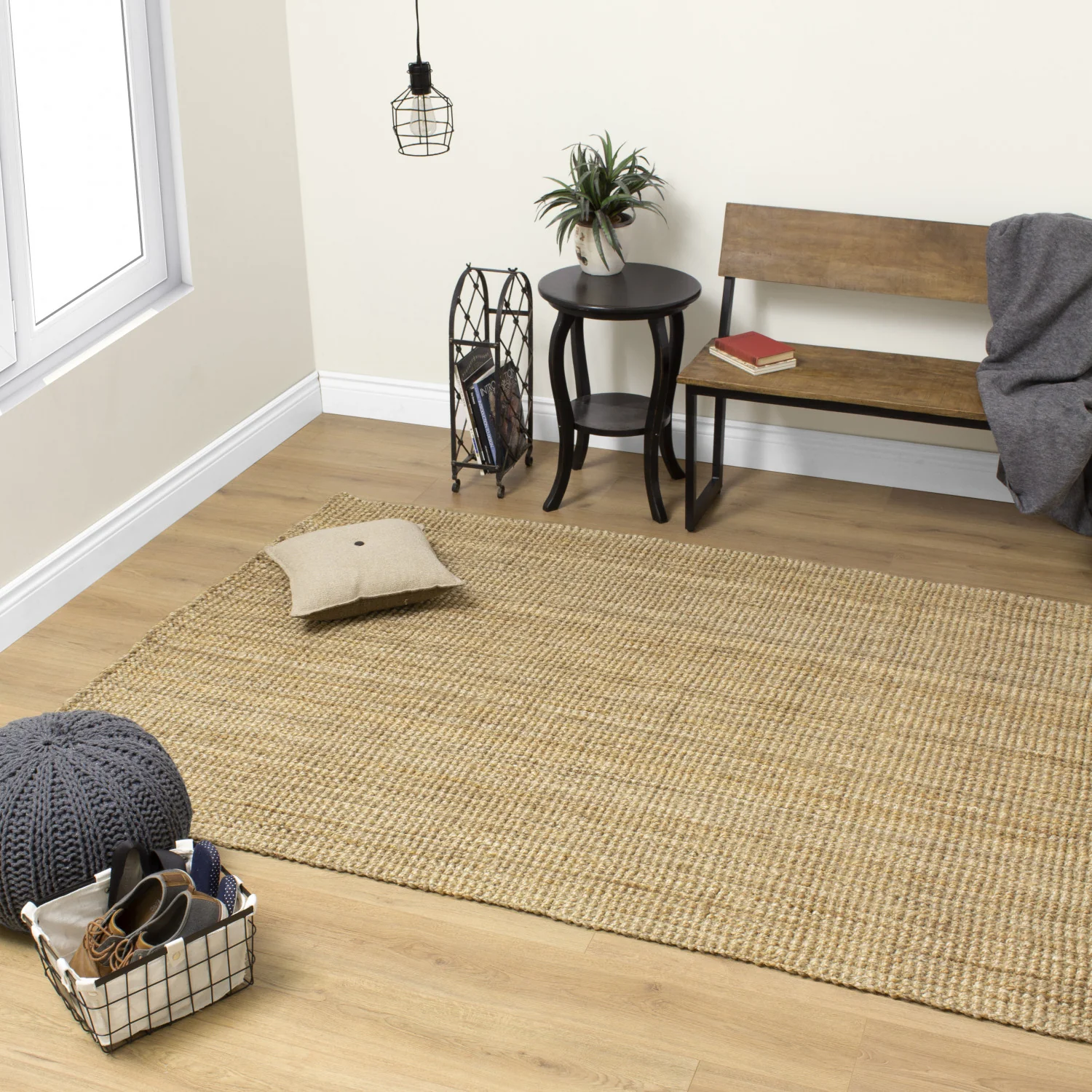 Jute Chunky Boucle Area Rug - 8' X 11' - Beige - Image 2