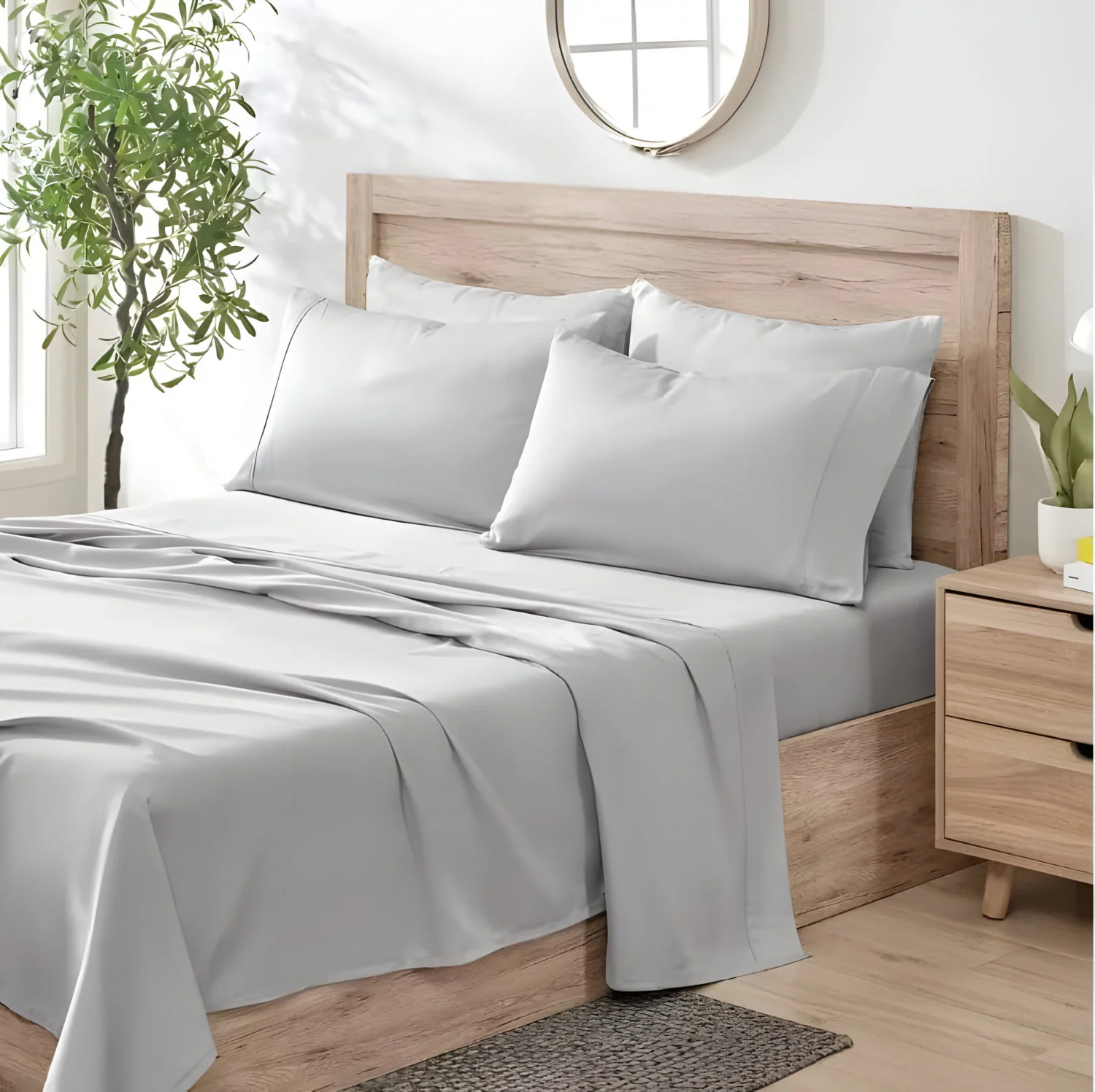 Kindle 100% Organic Cotton Twin Sheet Set - Light Grey
