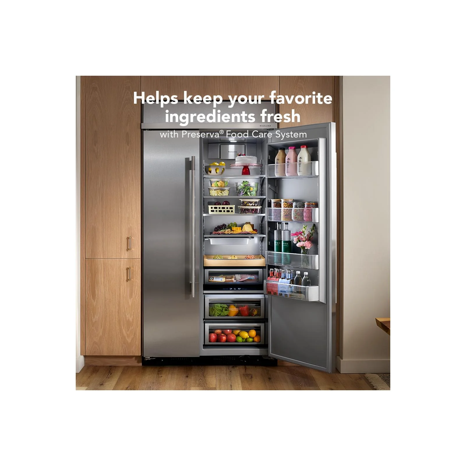 KitchenAid 42" 26.0 Cu. Ft. PrintShield Stainless Steel Built-In Side-by-Side Refrigerator - KBSN742SPS - Image 10