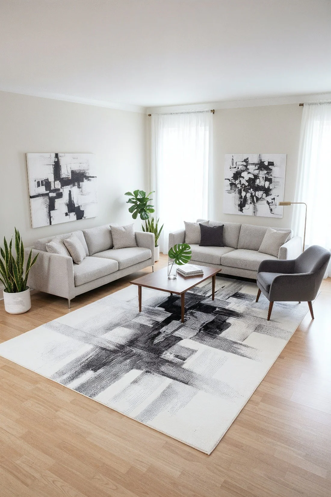 L2 Decor Diamond Area Rug 7' x 10' with Underpad - Cream, Grey - Image 2