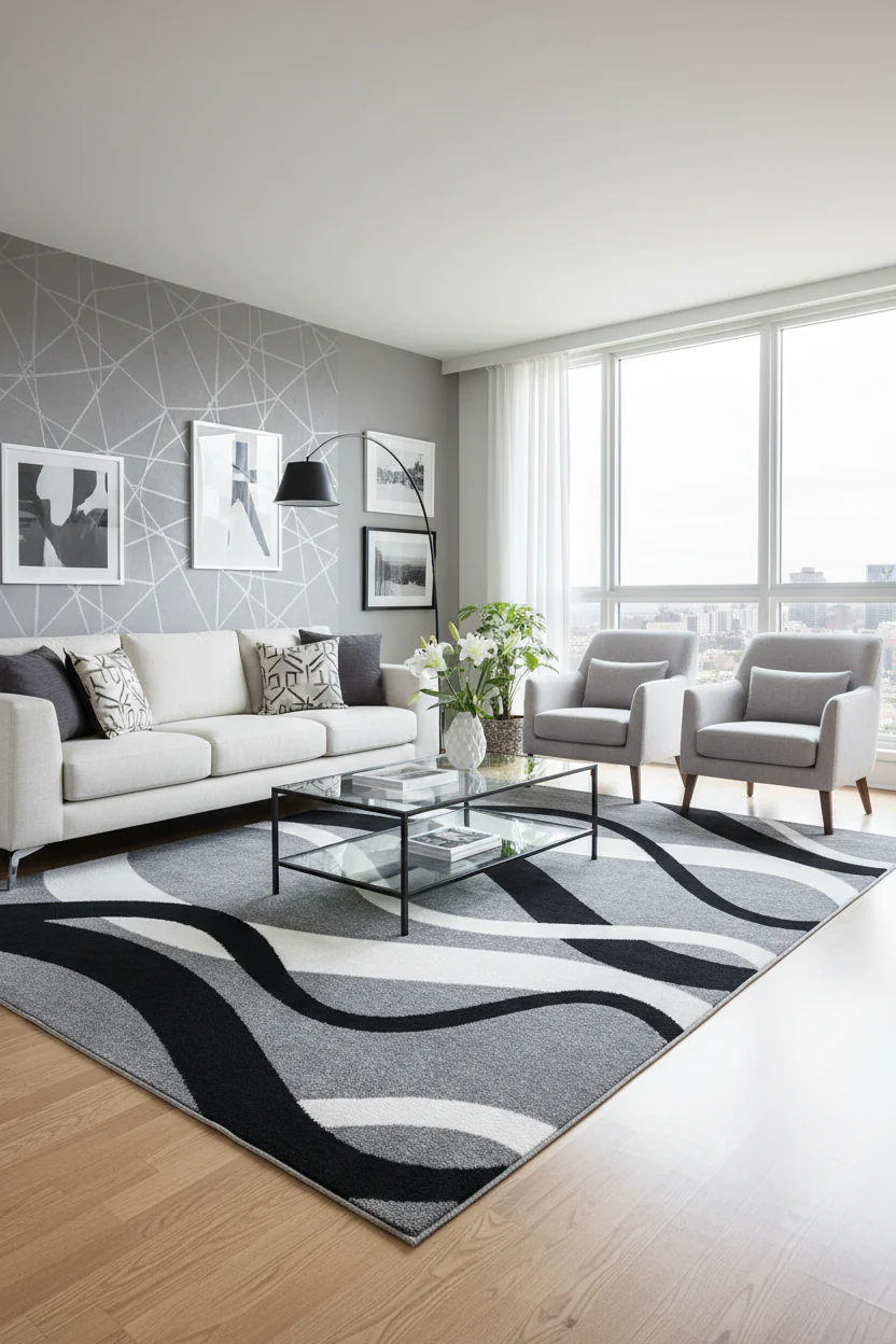 L2 Decor Diamond Area Rug 7' x 10' with Underpad - Grey - Image 2