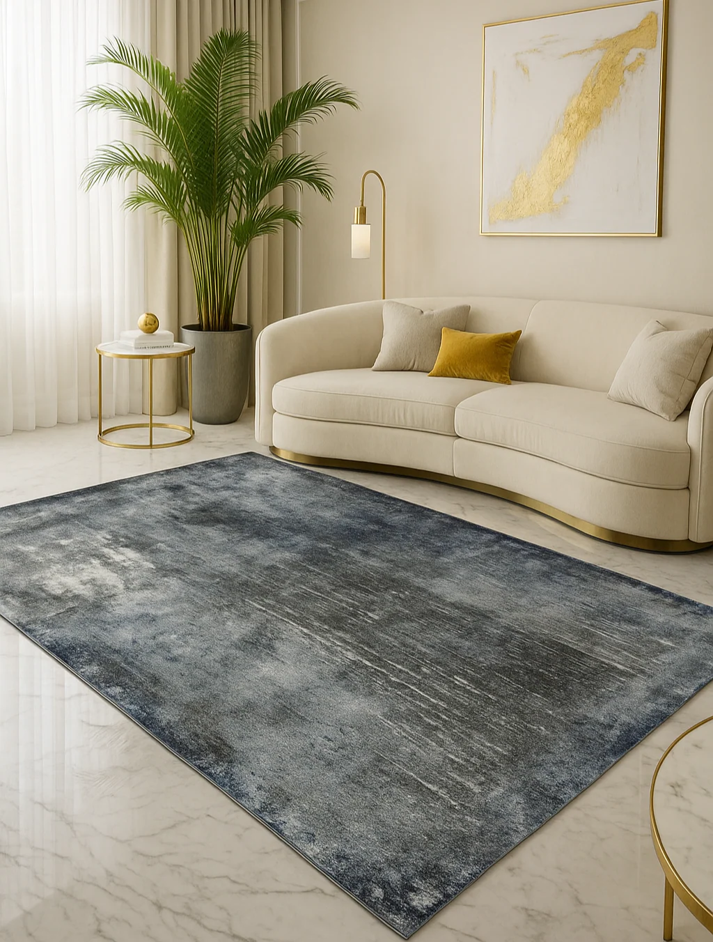 L2 Decor Diamond Area Rug 8' x 11' with Underpad - Blue, Grey - Image 2