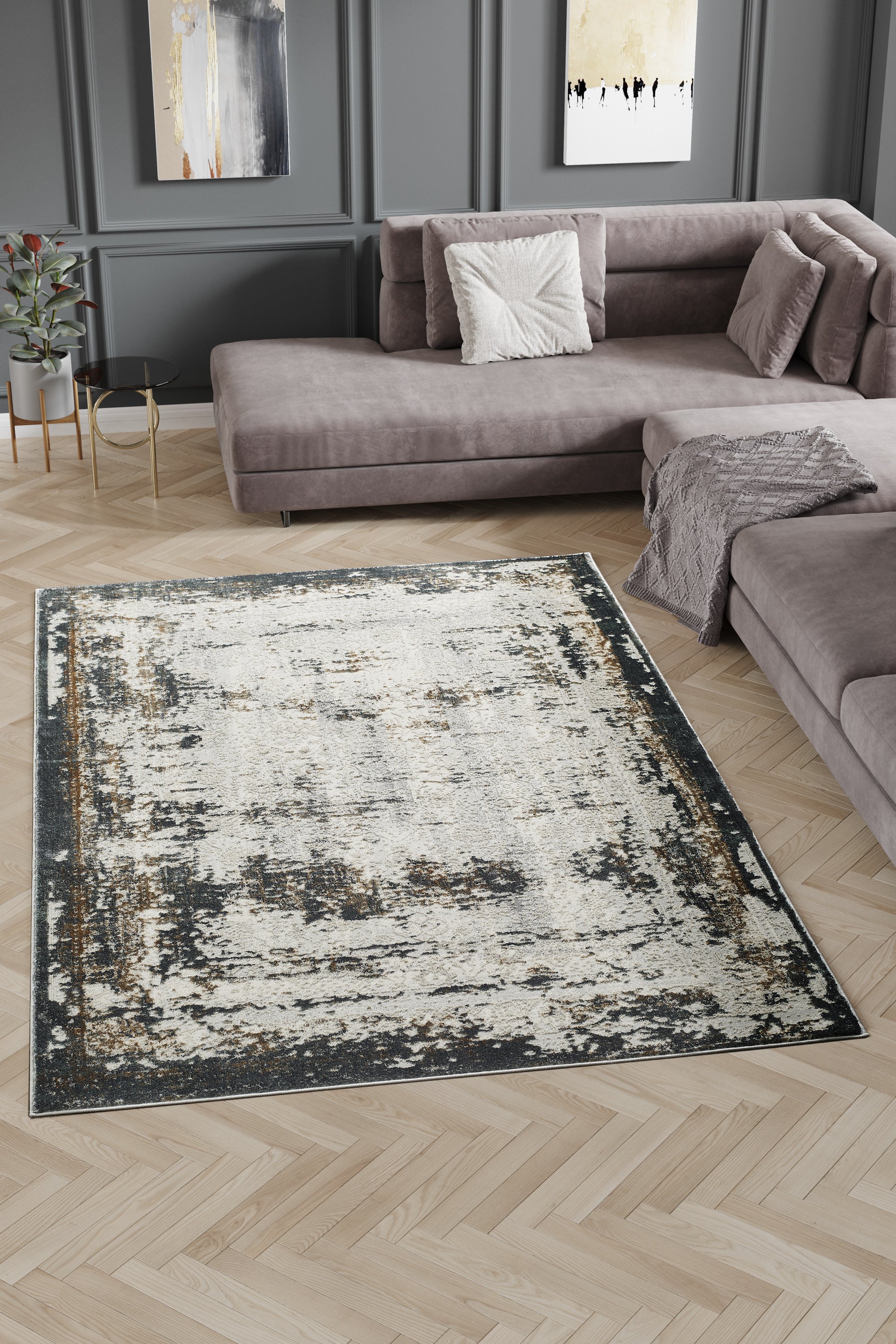 L2 Decor Emojy Area Rug 7' x 10' - Cream, Grey - Image 2