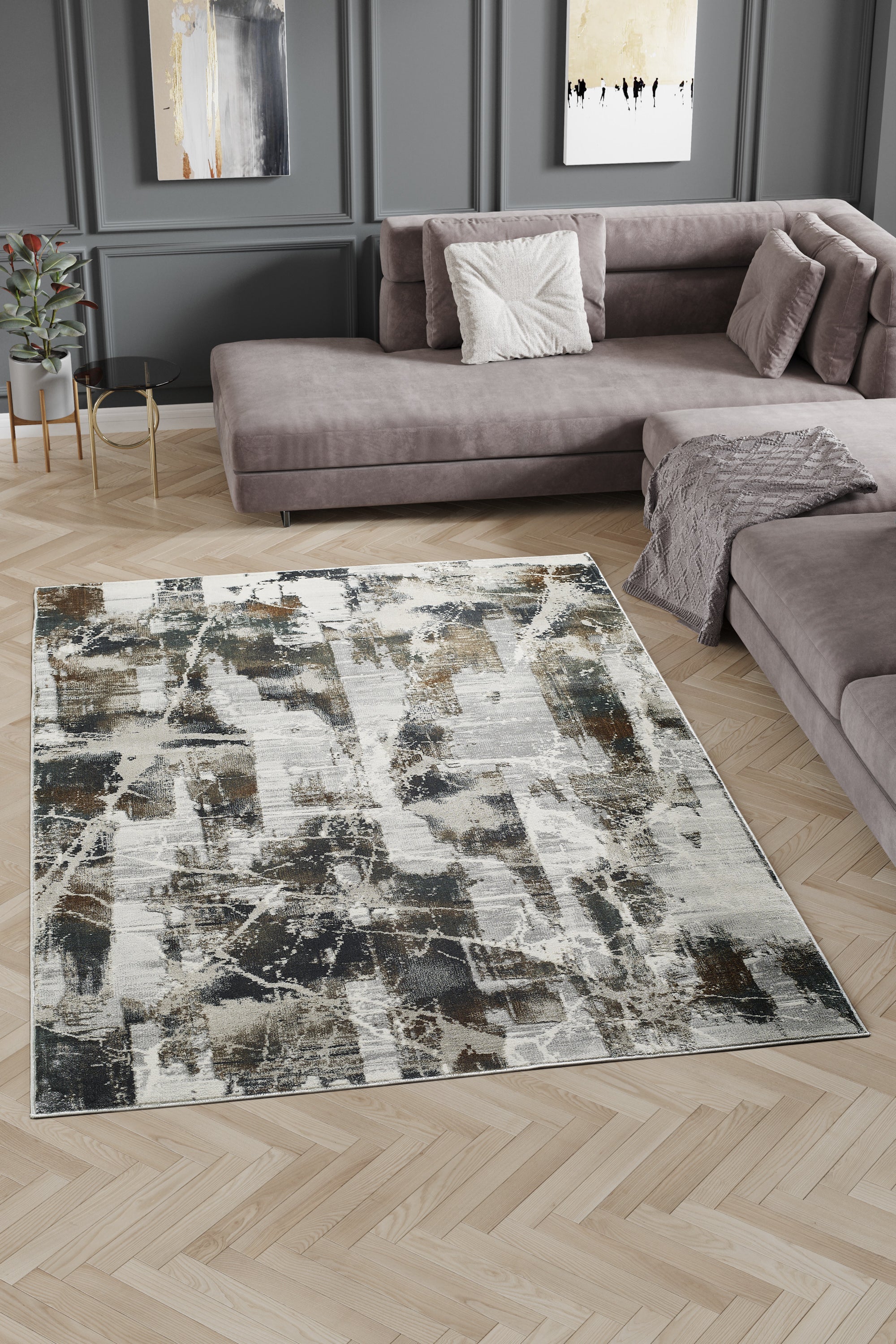 L2 Decor Emojy Area Rug 8' x 11' - Grey, Cream - Image 2