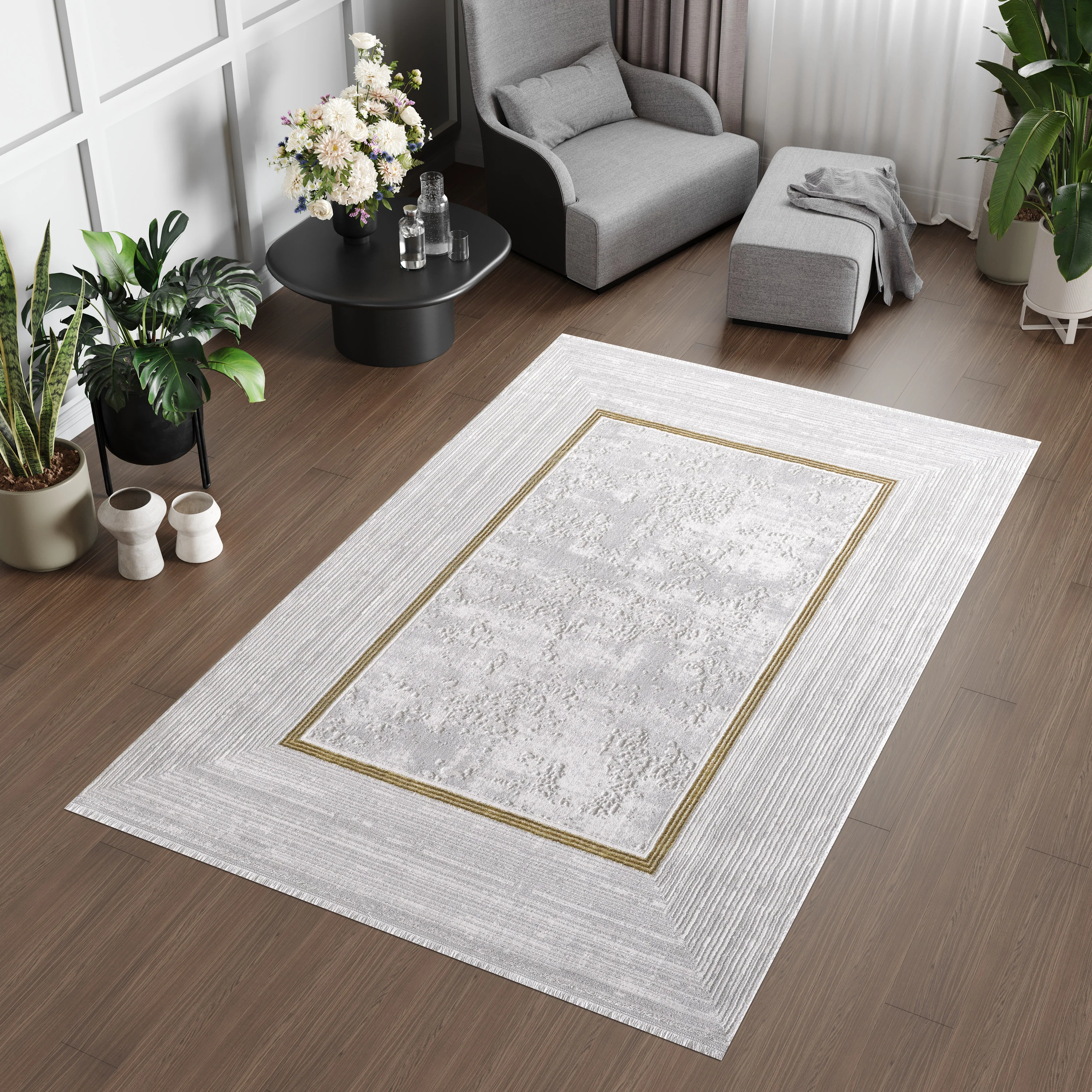 L2 Decor Lazer Area Rug 7' x 10' - Light Grey - Image 2