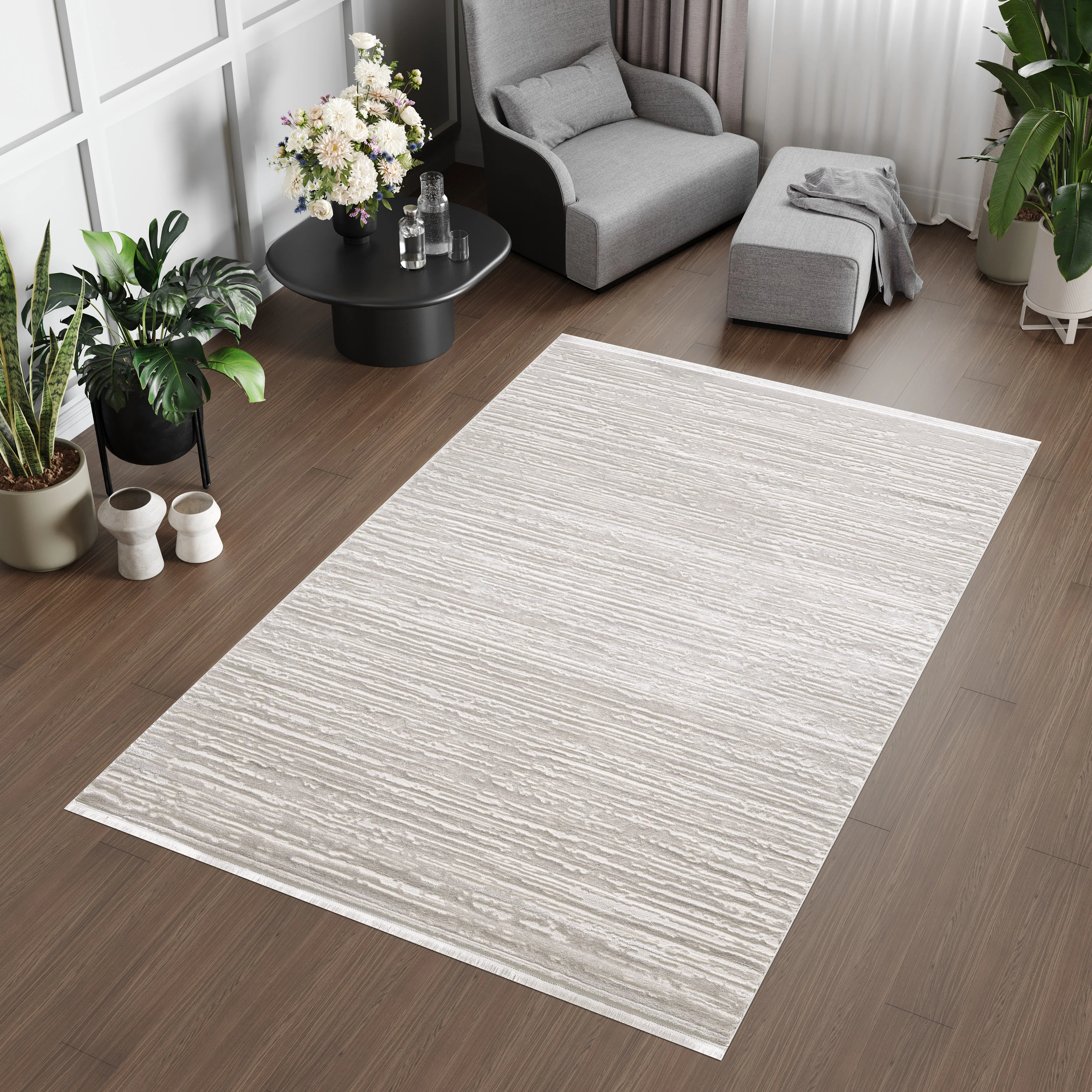 L2 Decor Lazer Area Rug 8' x 11' - Cream, Beige, Grey - Image 2