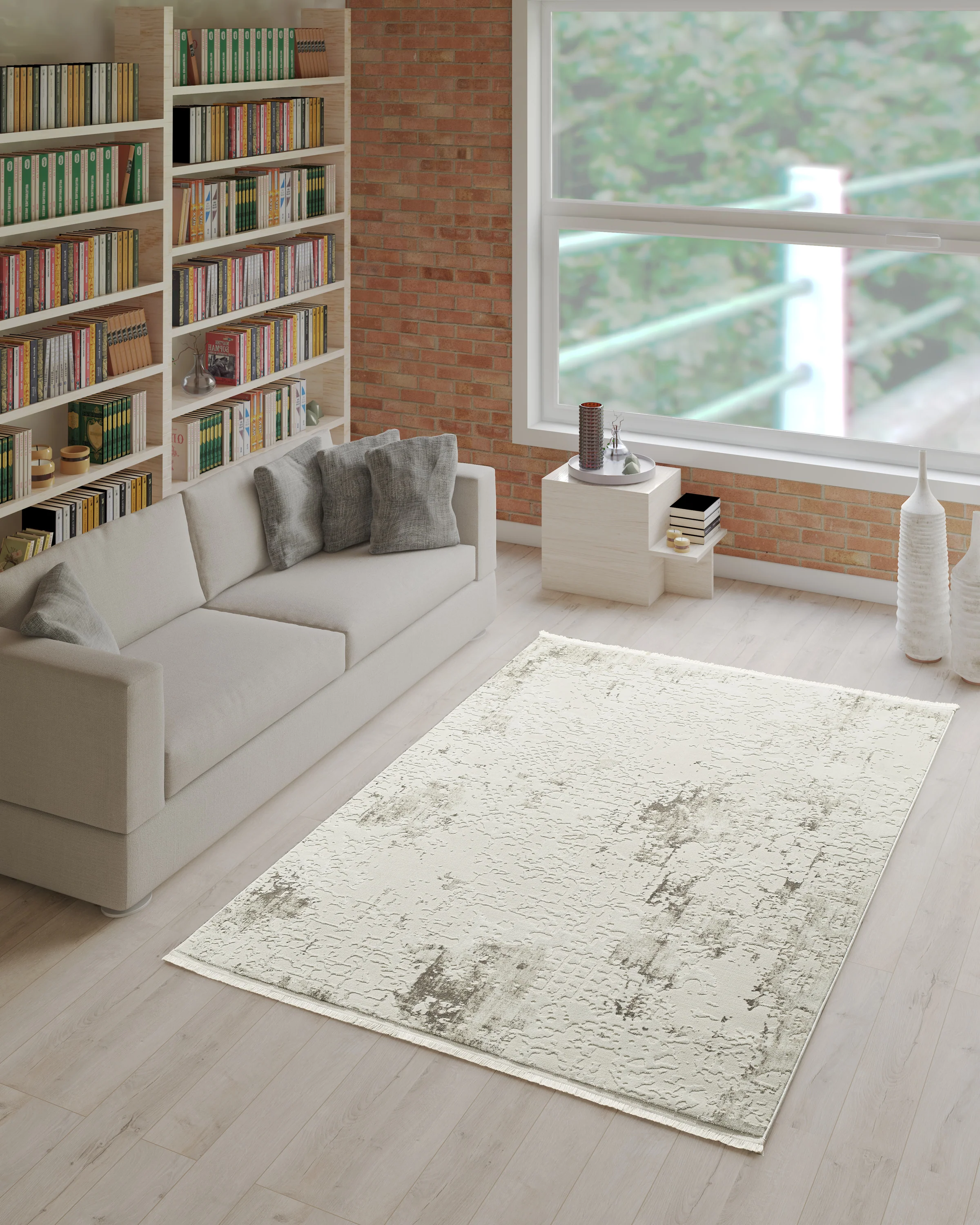 L2 Decor Petra Area Rug 8' x 11' with Underpad - Beige - Image 2