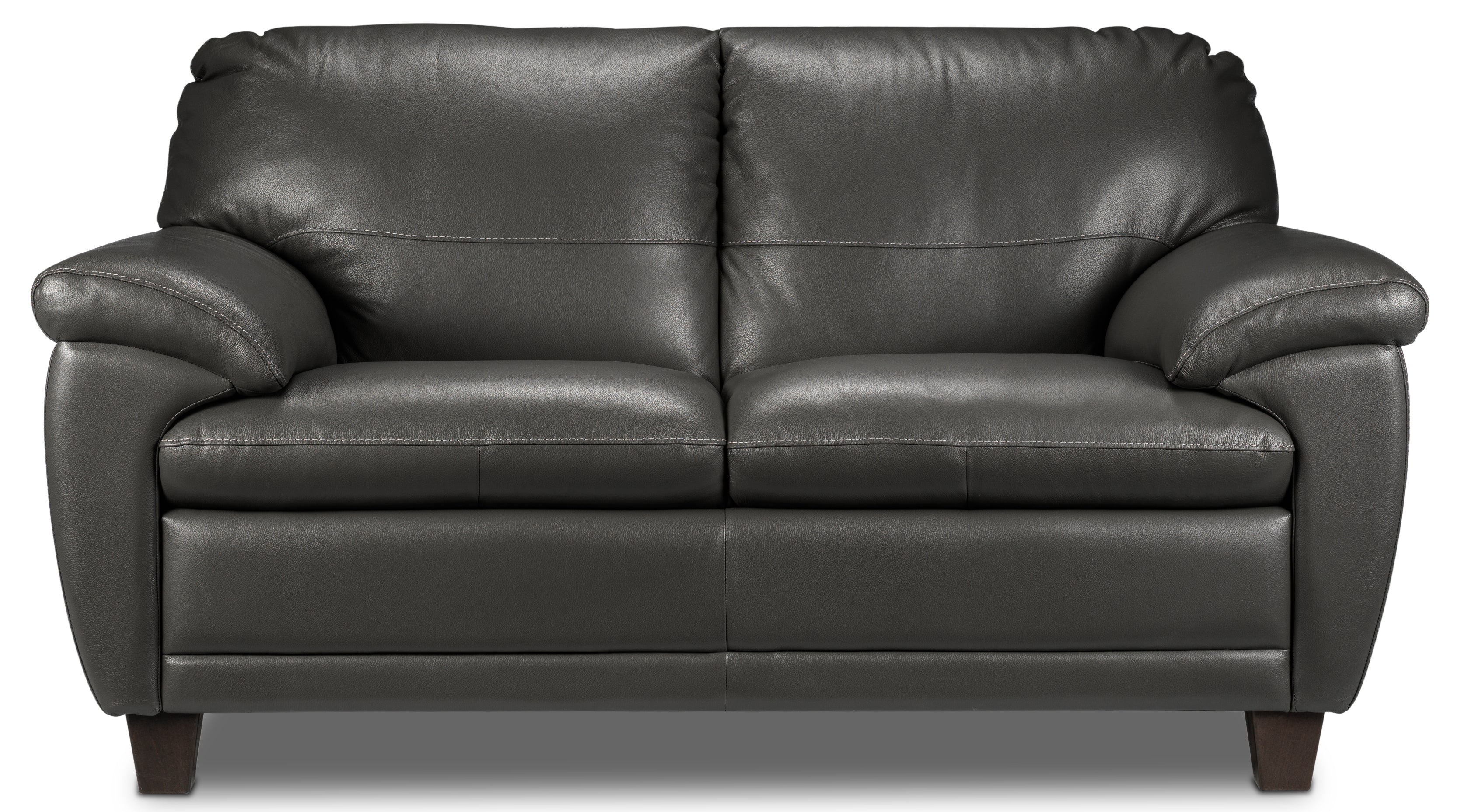 Leonardo Leather Loveseat - Grey - Image 2