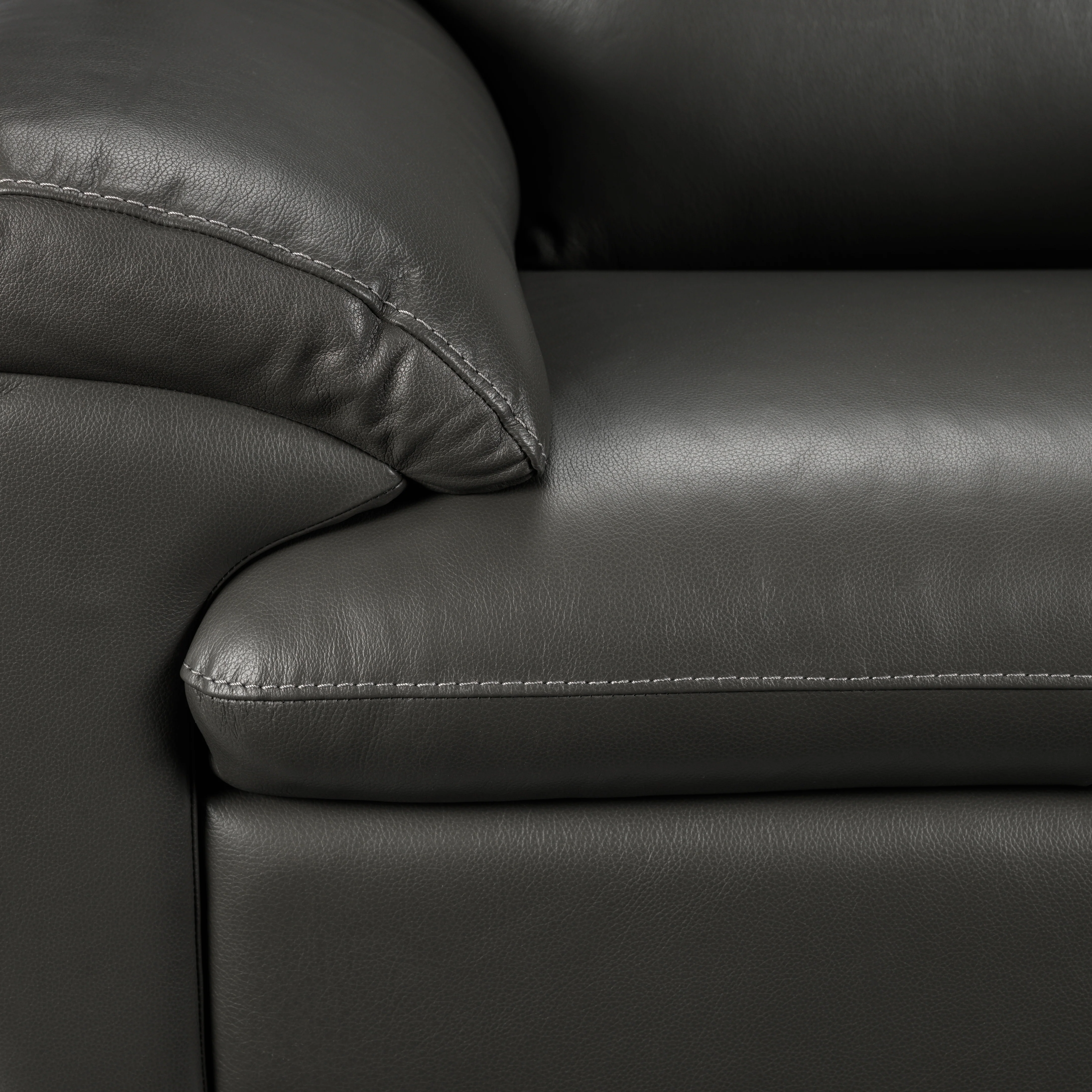 Leonardo Leather Loveseat - Grey - Image 3