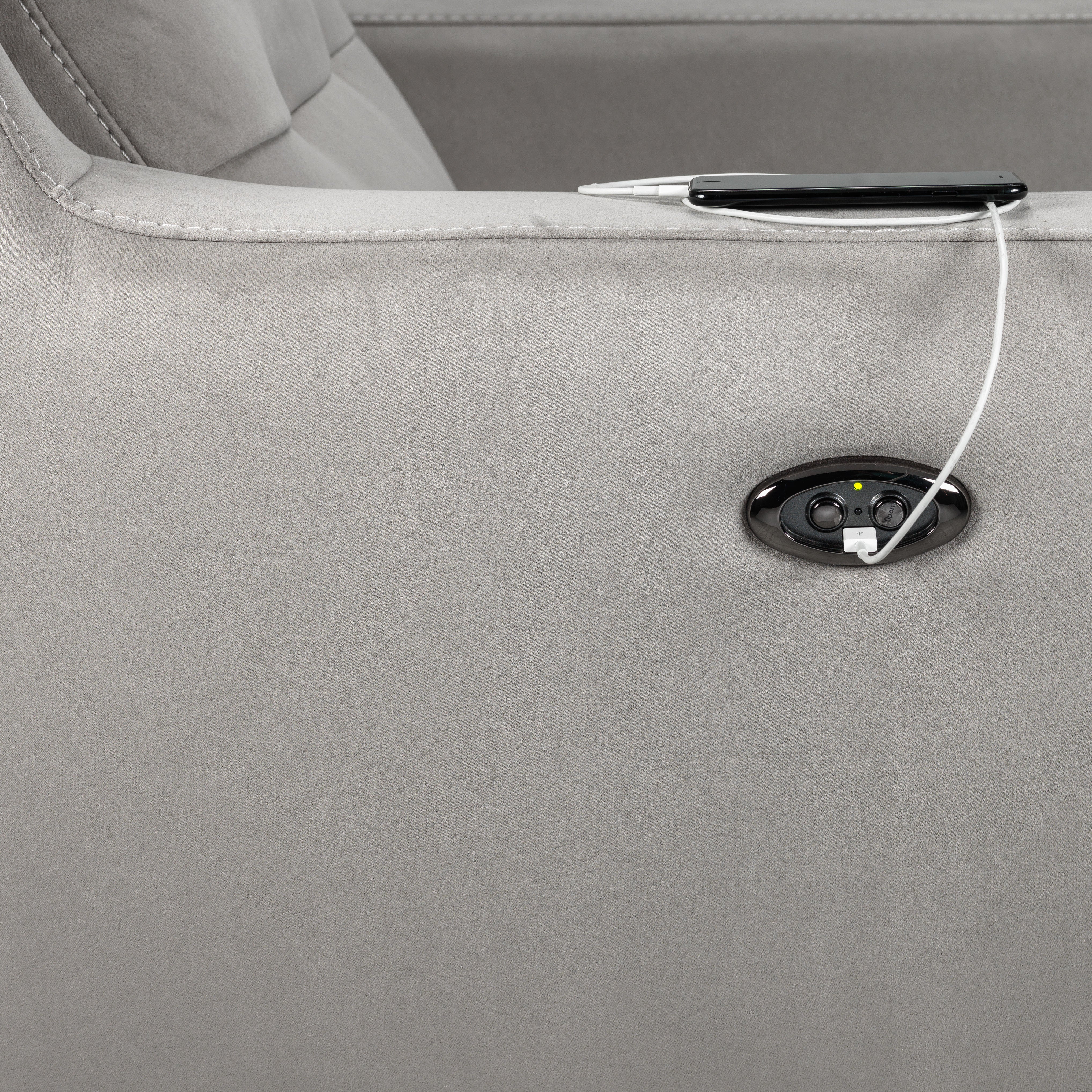 Lucas Power Reclining Sofa - Silver Grey - Image 10