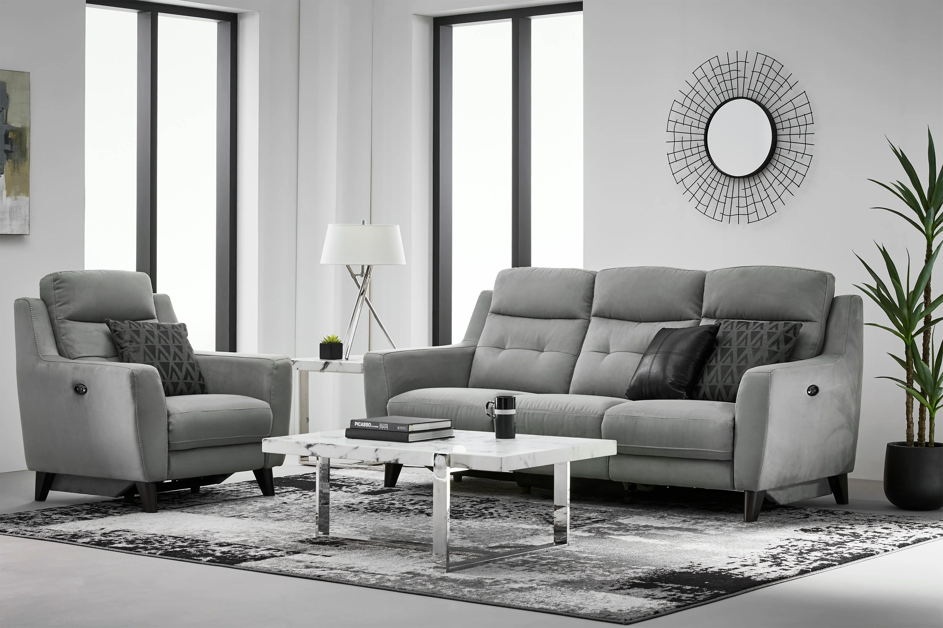 Lucas Power Reclining Sofa - Silver Grey - Image 2