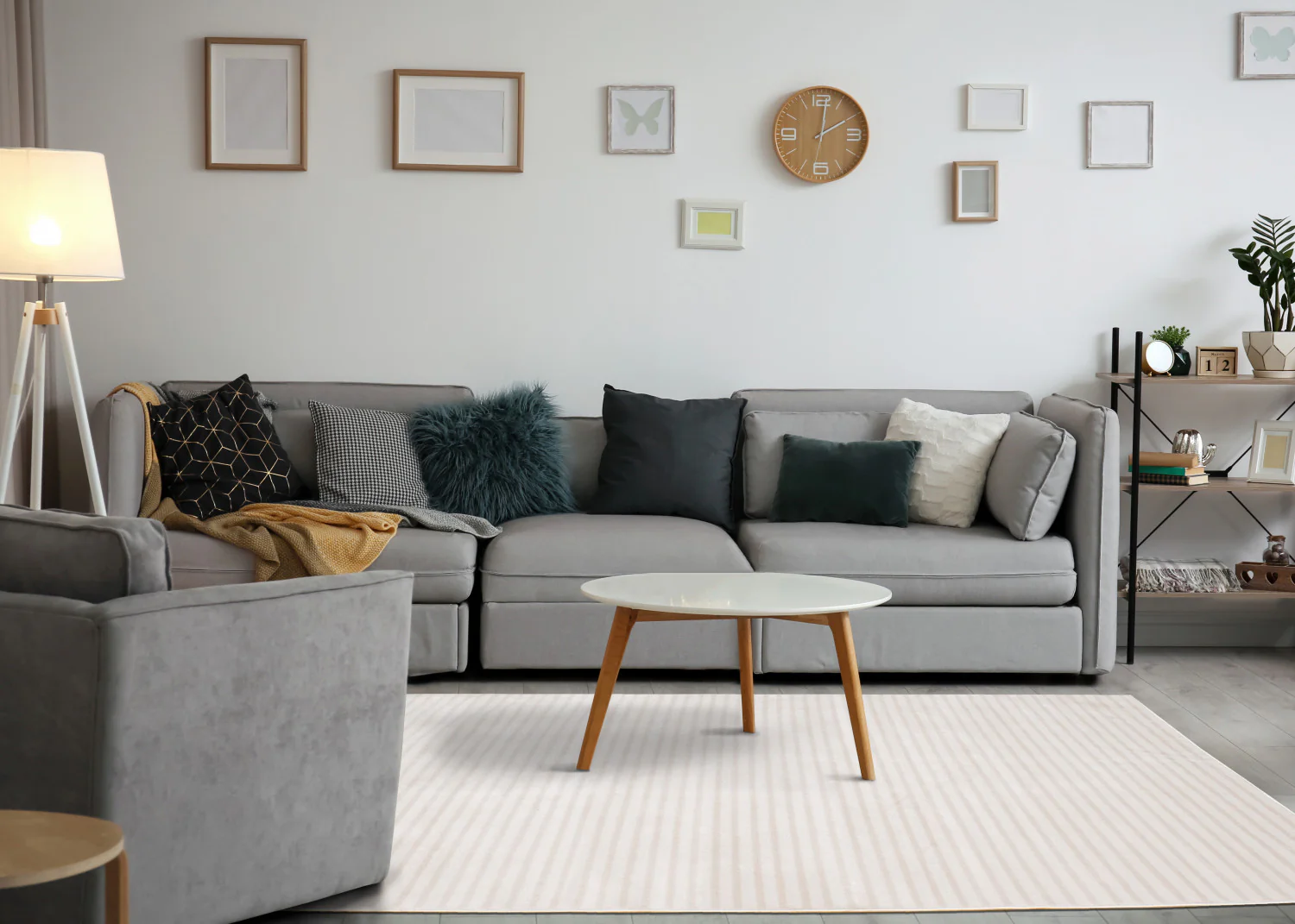 Machine Washable Modern Stripes Area Rug - 8' X 11' - Cream/Beige - Image 3