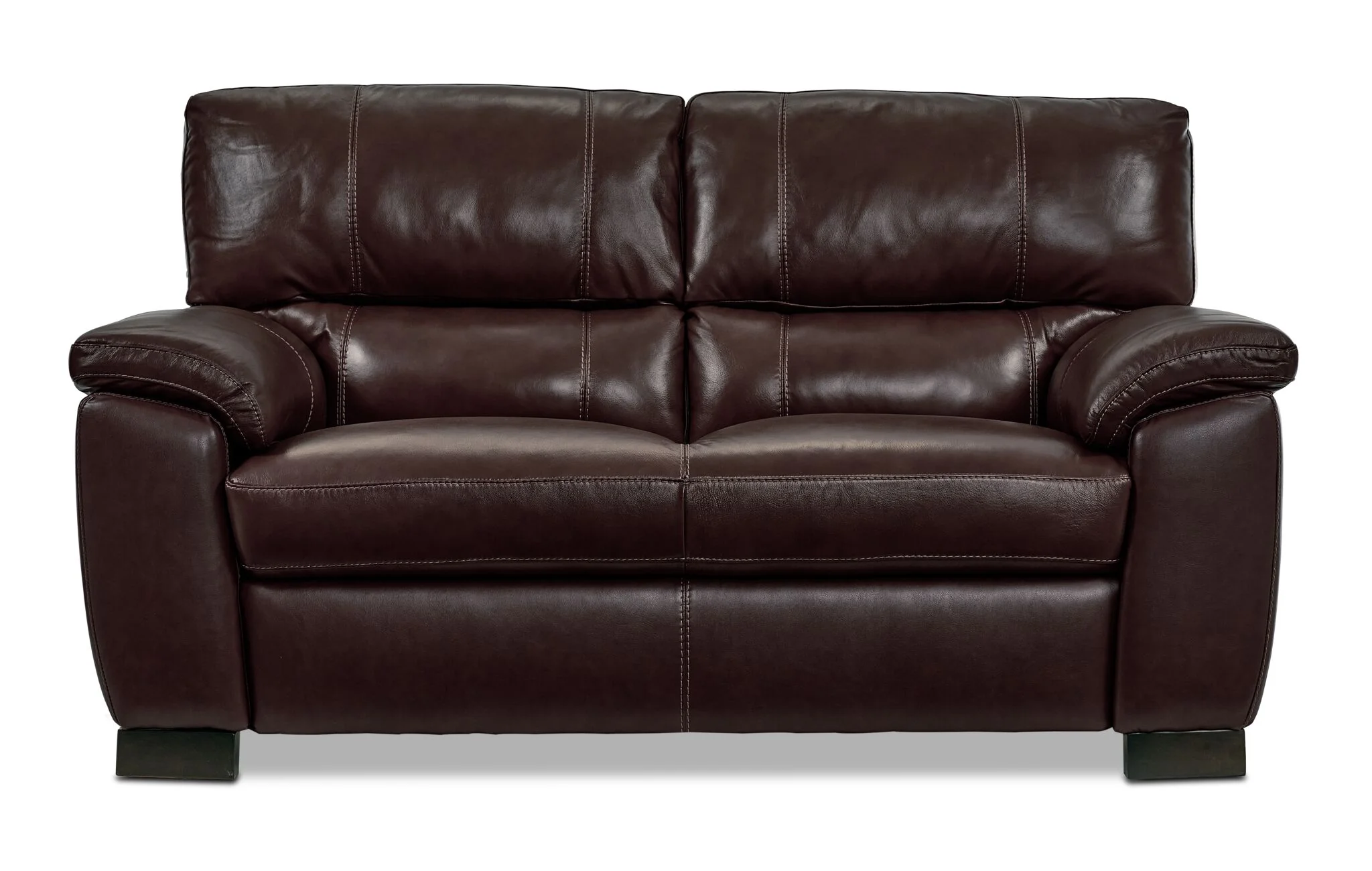 Maddox Leather Loveseat - Dark Brown - Image 2