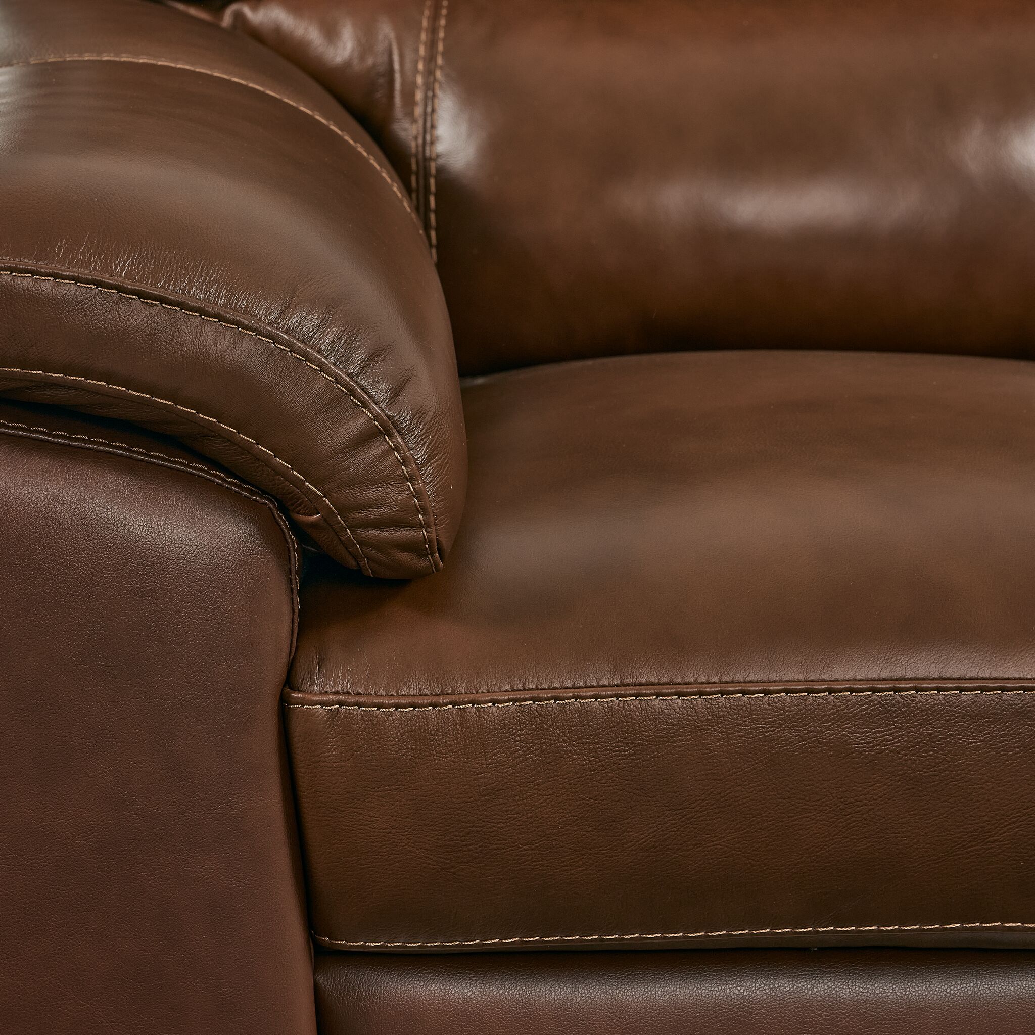 Maddox Leather Sofa and Loveseat Set - Cognac - Image 4