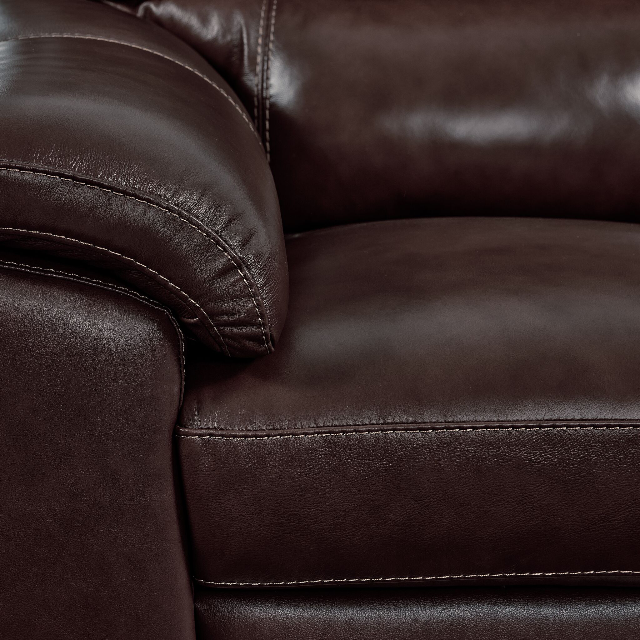 Maddox Leather Sofa, Loveseat and Chair Set - Dark Brown - Image 5