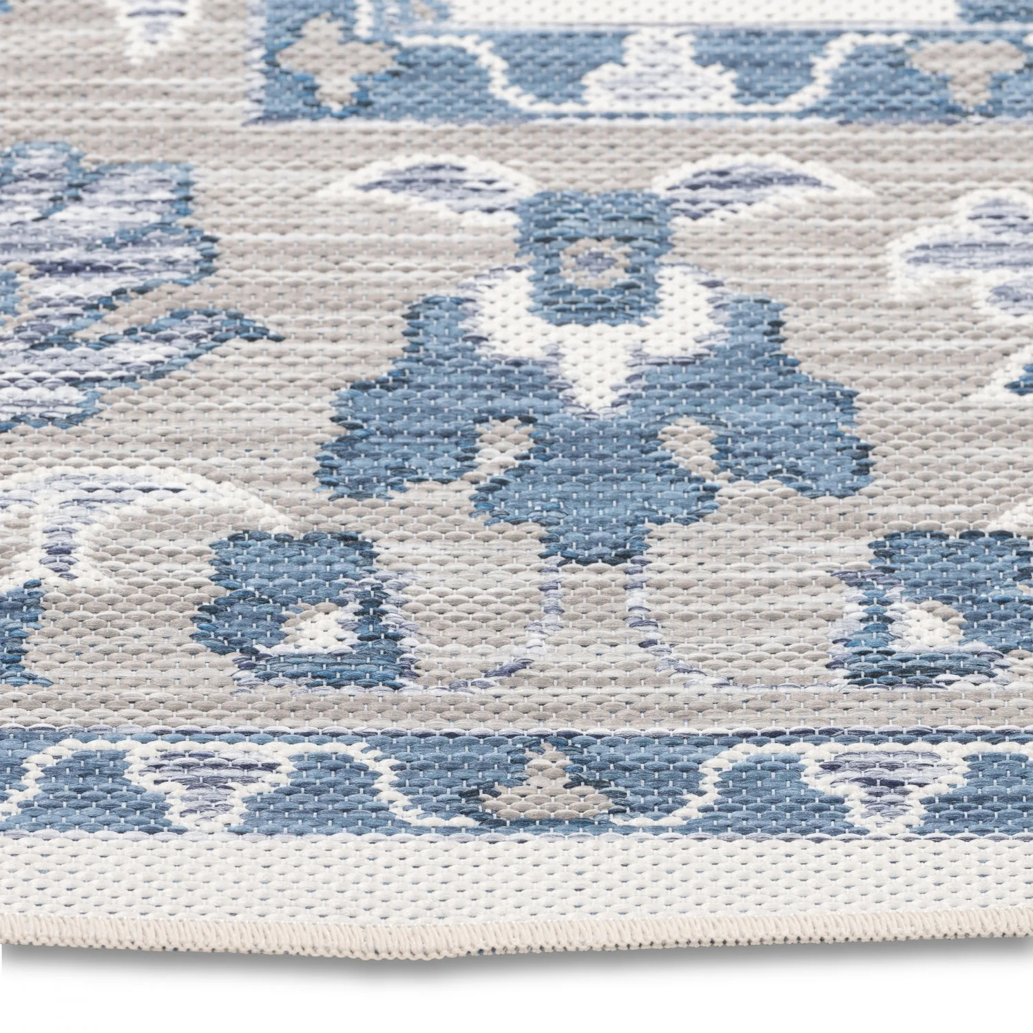 Marbella Traditional Outdoor Rug - 8' x 10' - Blue - Image 3