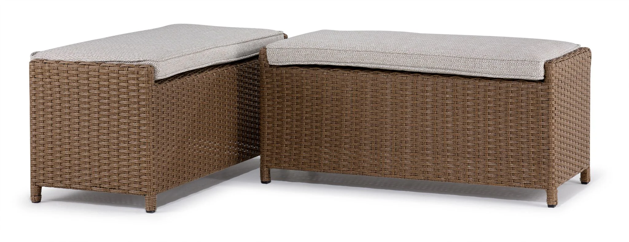 Melville Outdoor Coffee Table with 2 Ottomans - Brown, Beige - Image 4