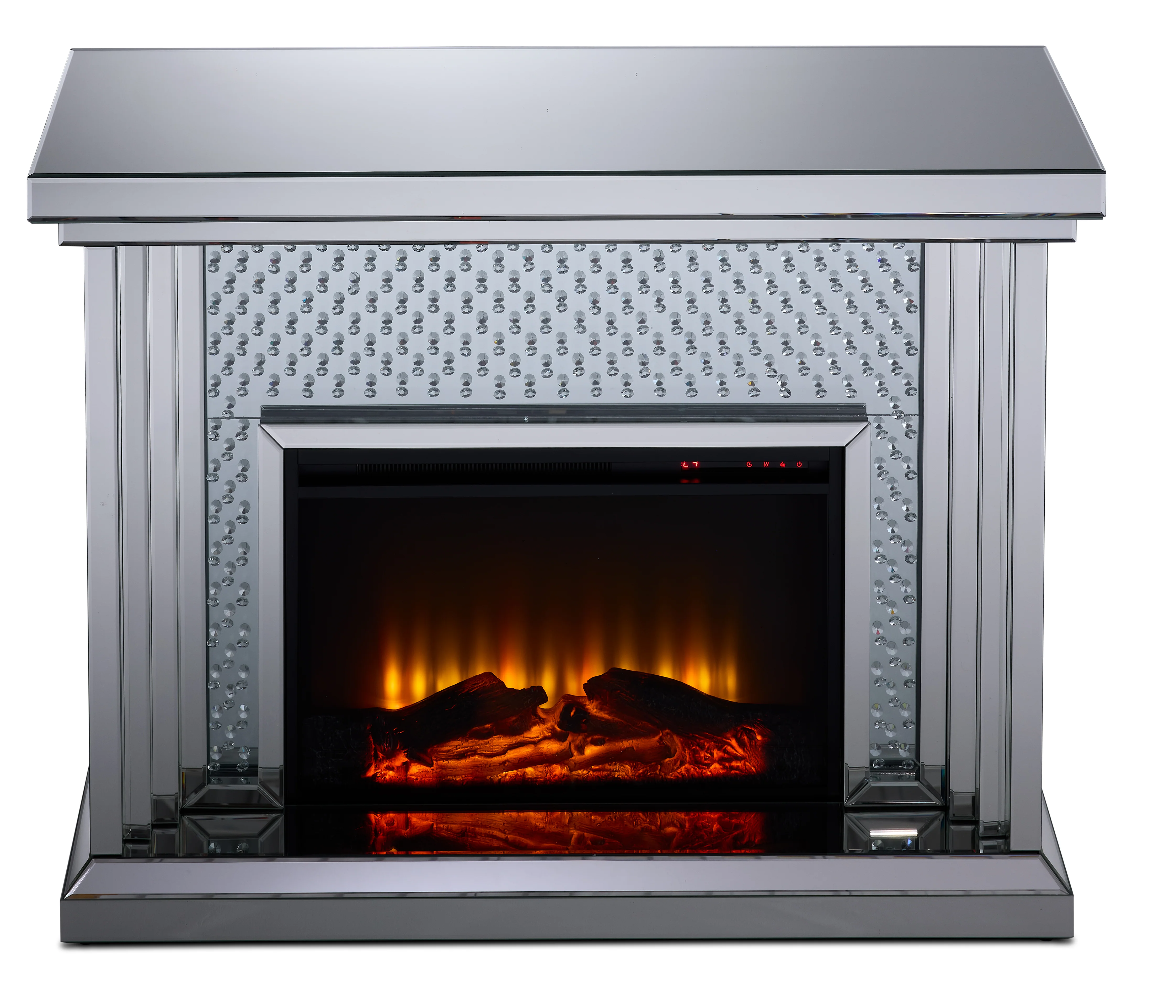 Miami Fireplace with Log Insert - Mirrored Glass - Image 2