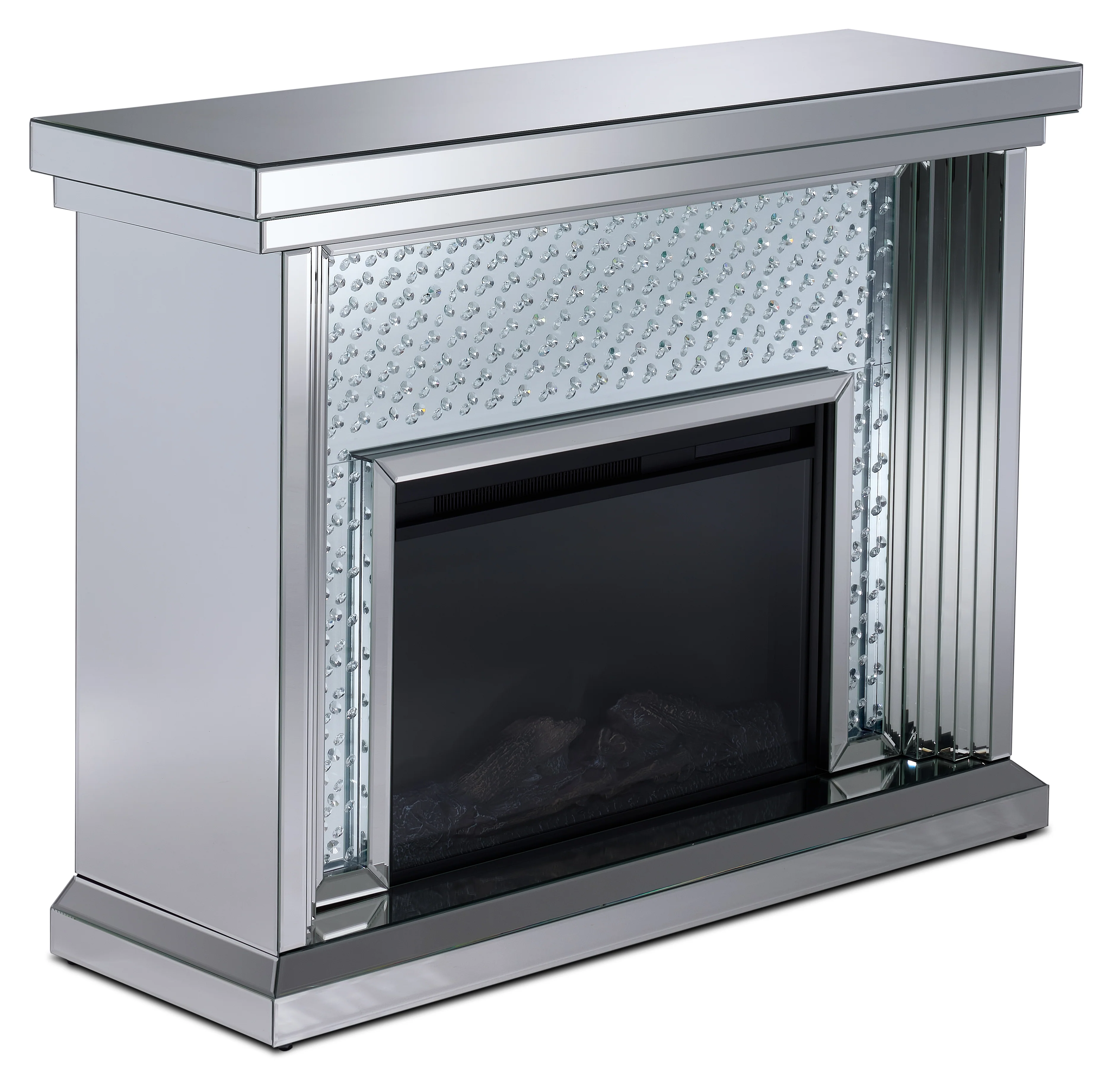 Miami Fireplace with Log Insert - Mirrored Glass - Image 3
