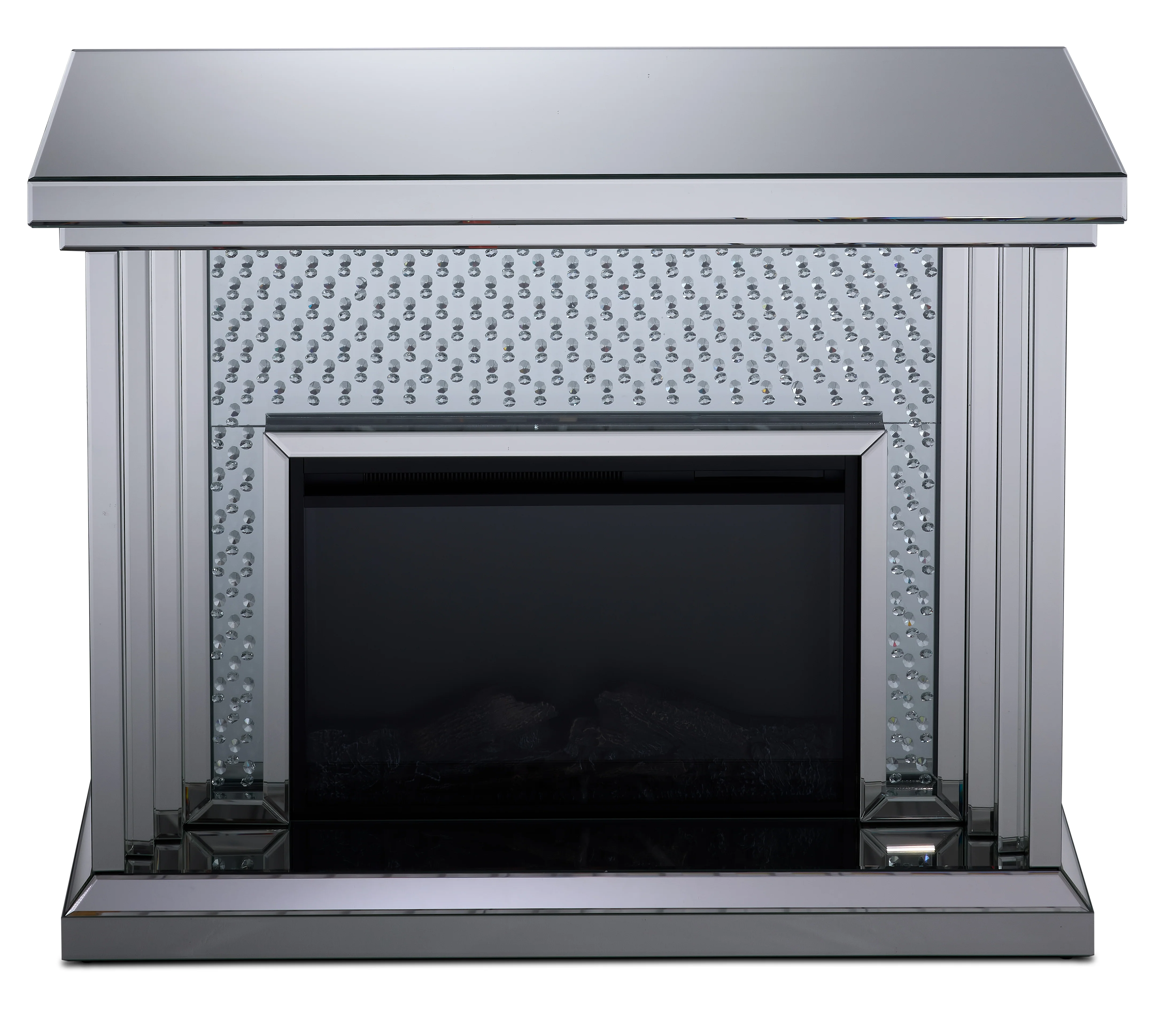 Miami Fireplace with Log Insert - Mirrored Glass - Image 4