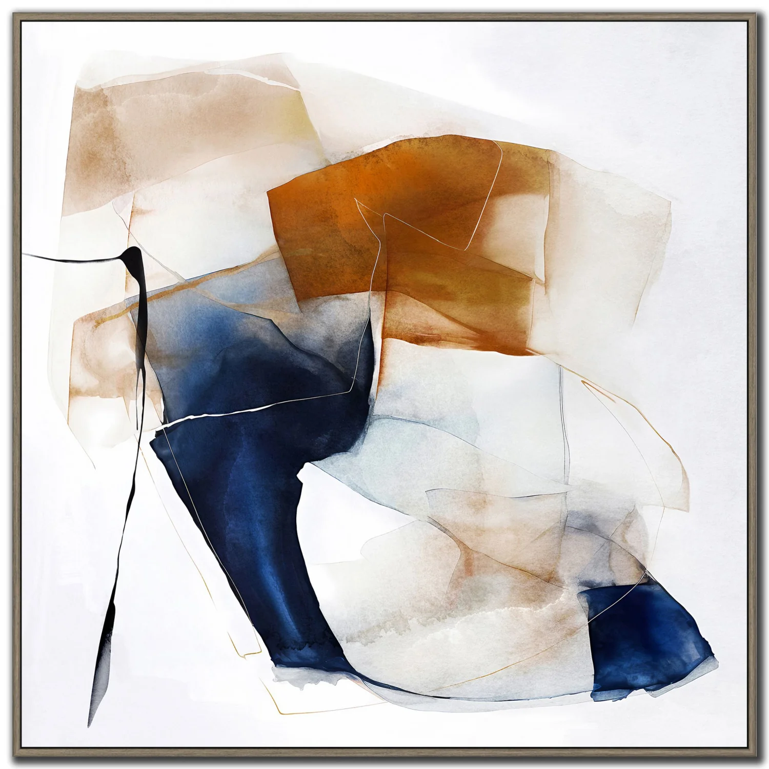 Midnight Fold II Wall Art - Orange/Blue - 32 X 32