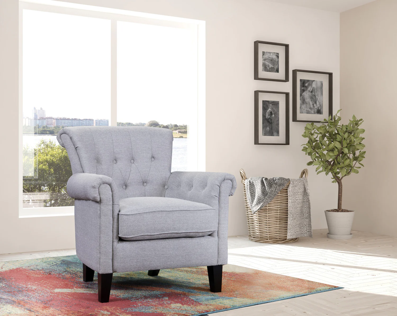 Molly Accent Chair - Light Grey - Image 2