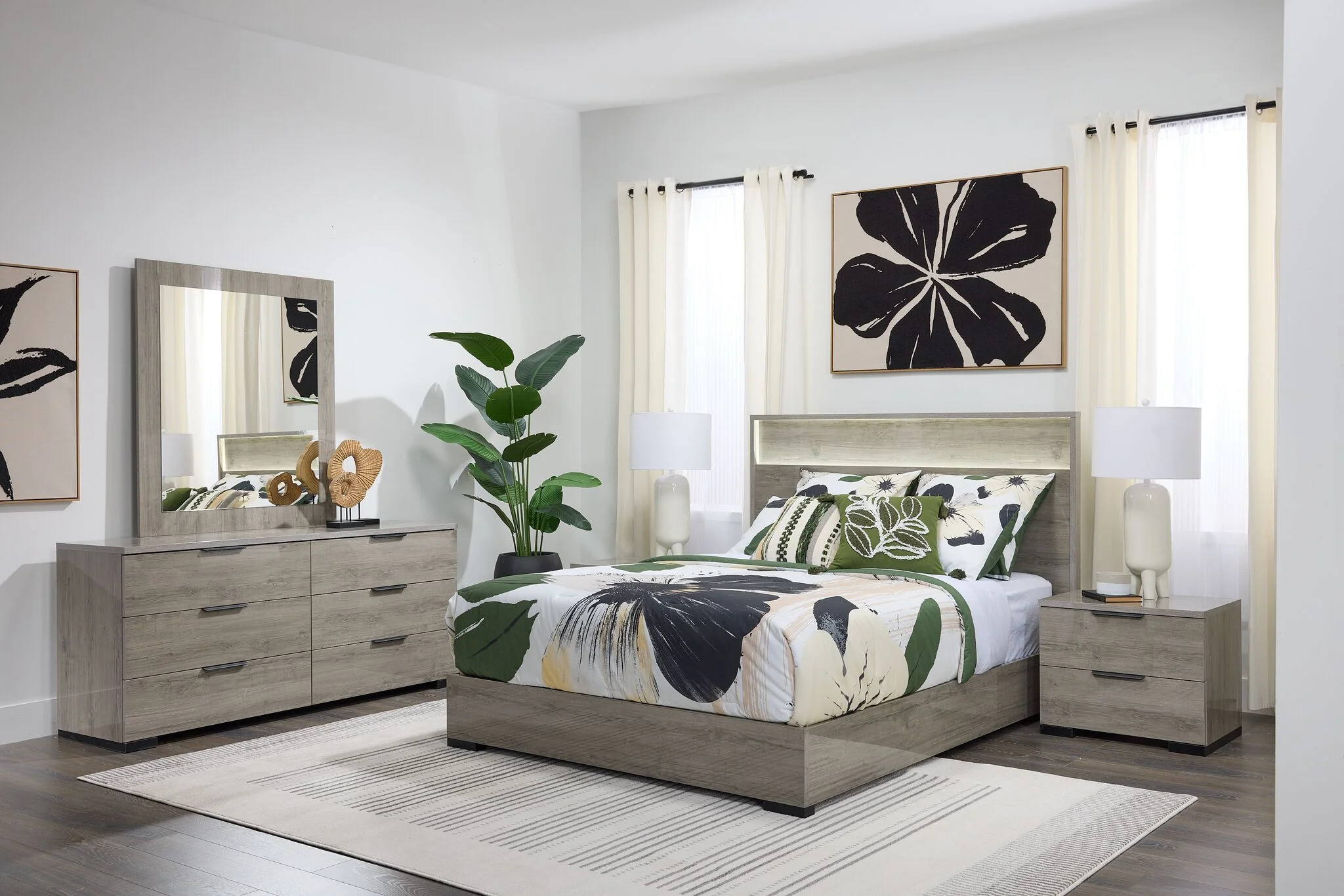 Monaco 6 - Piece King Bedroom Set - Grey - Image 2
