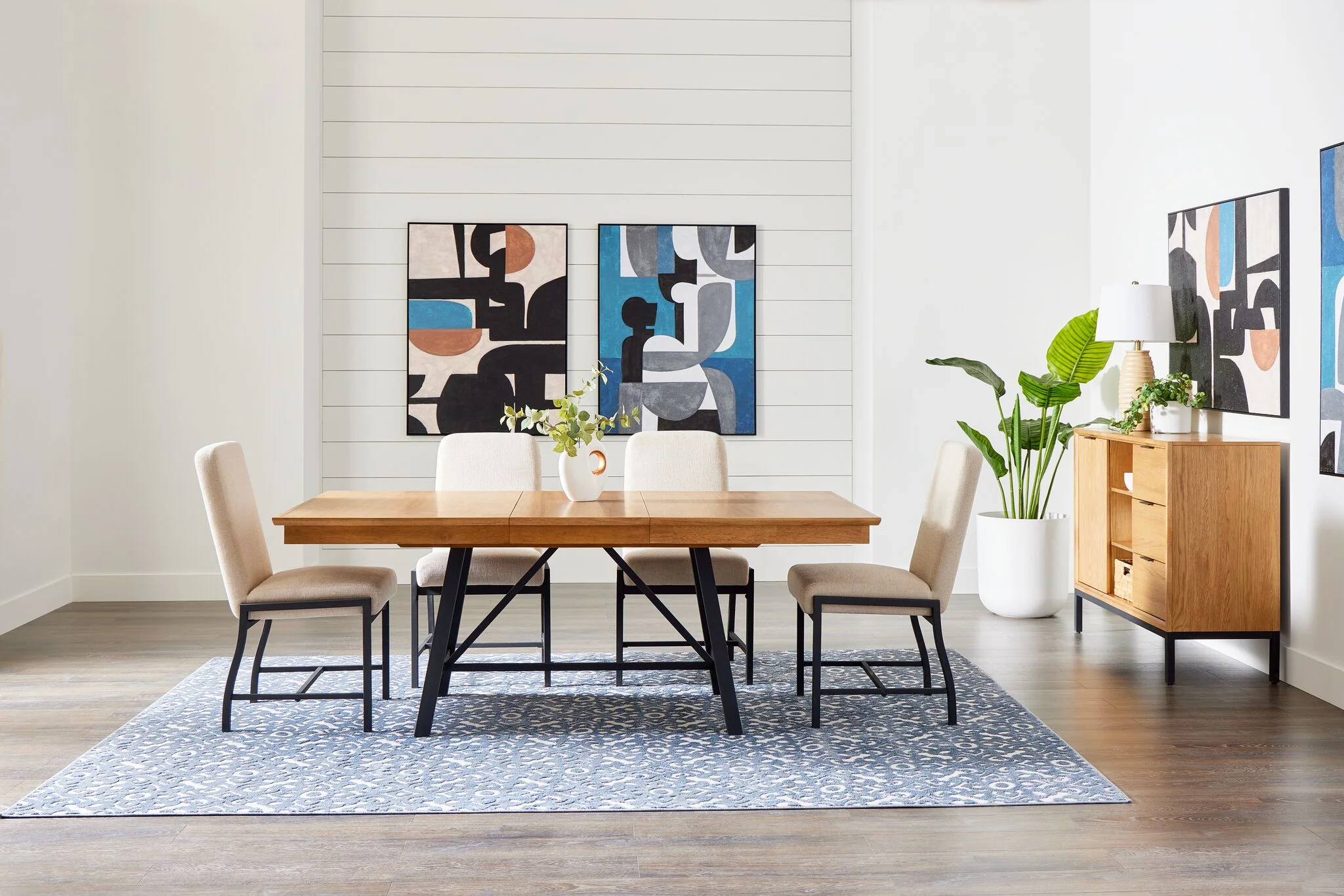 Feeling Connected - Newport Extendable Trestle Table - Oak and Black - Image 2