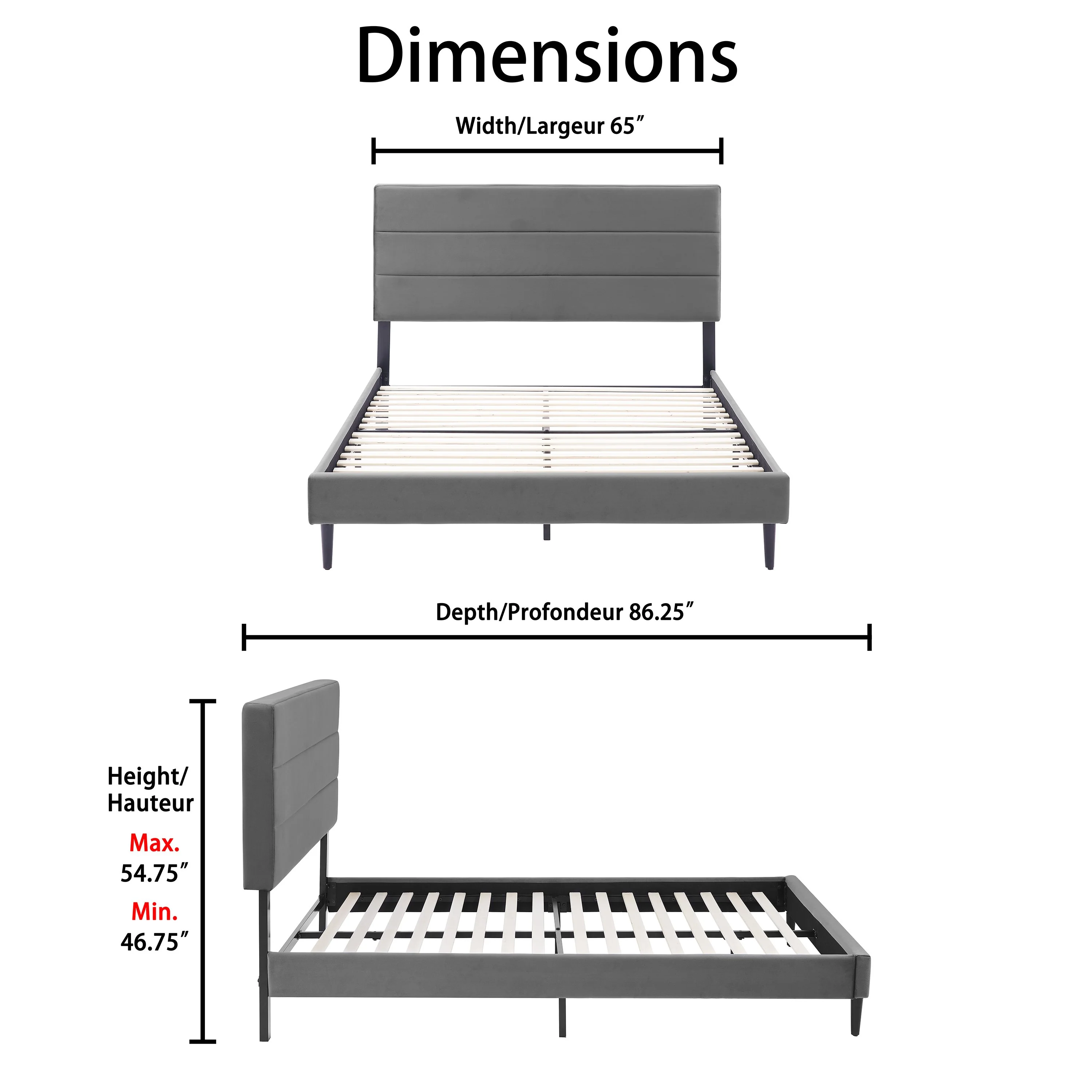 Nori 3-Piece Queen Bed - Grey - Image 6