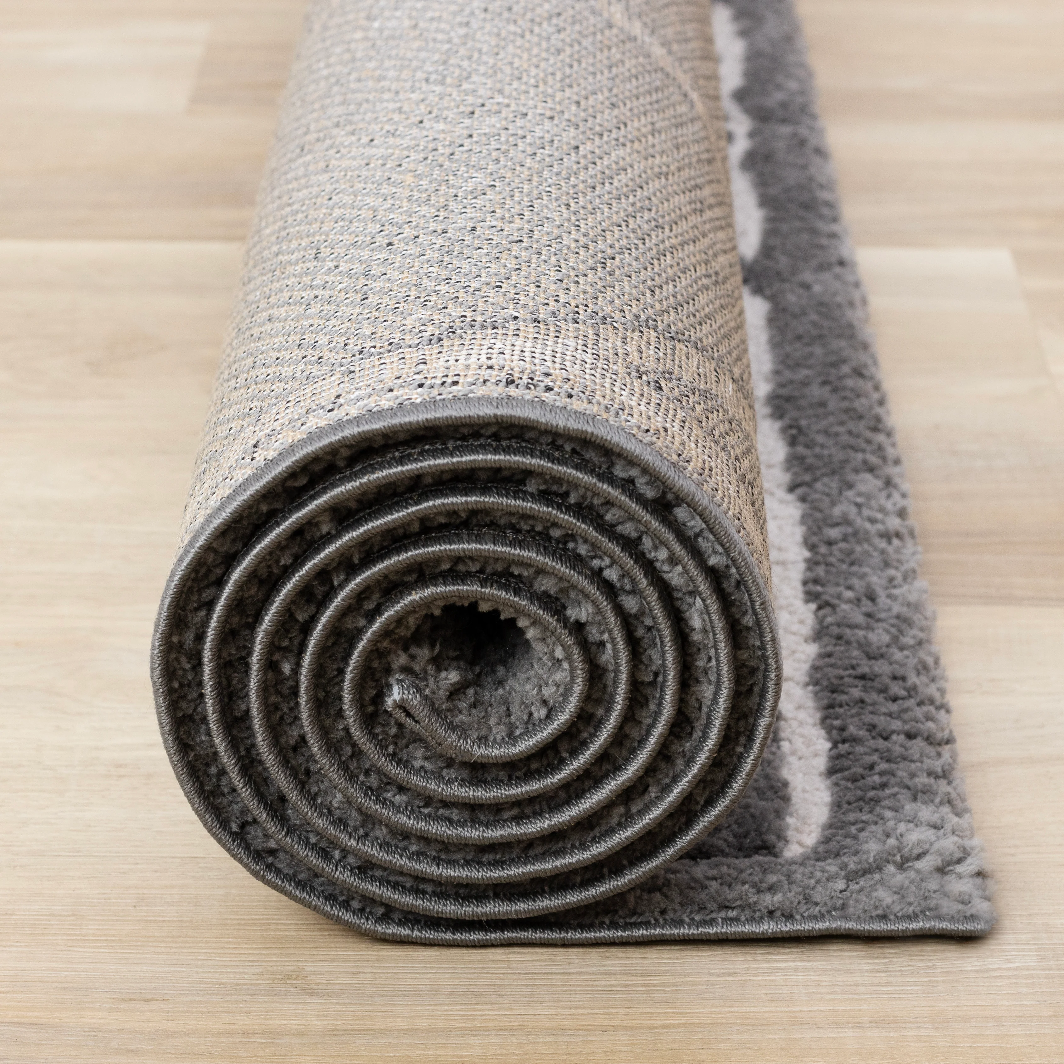 Obsidian 5'3" x 7'7" Broken Lattice Area Rug - Grey, White - Image 9