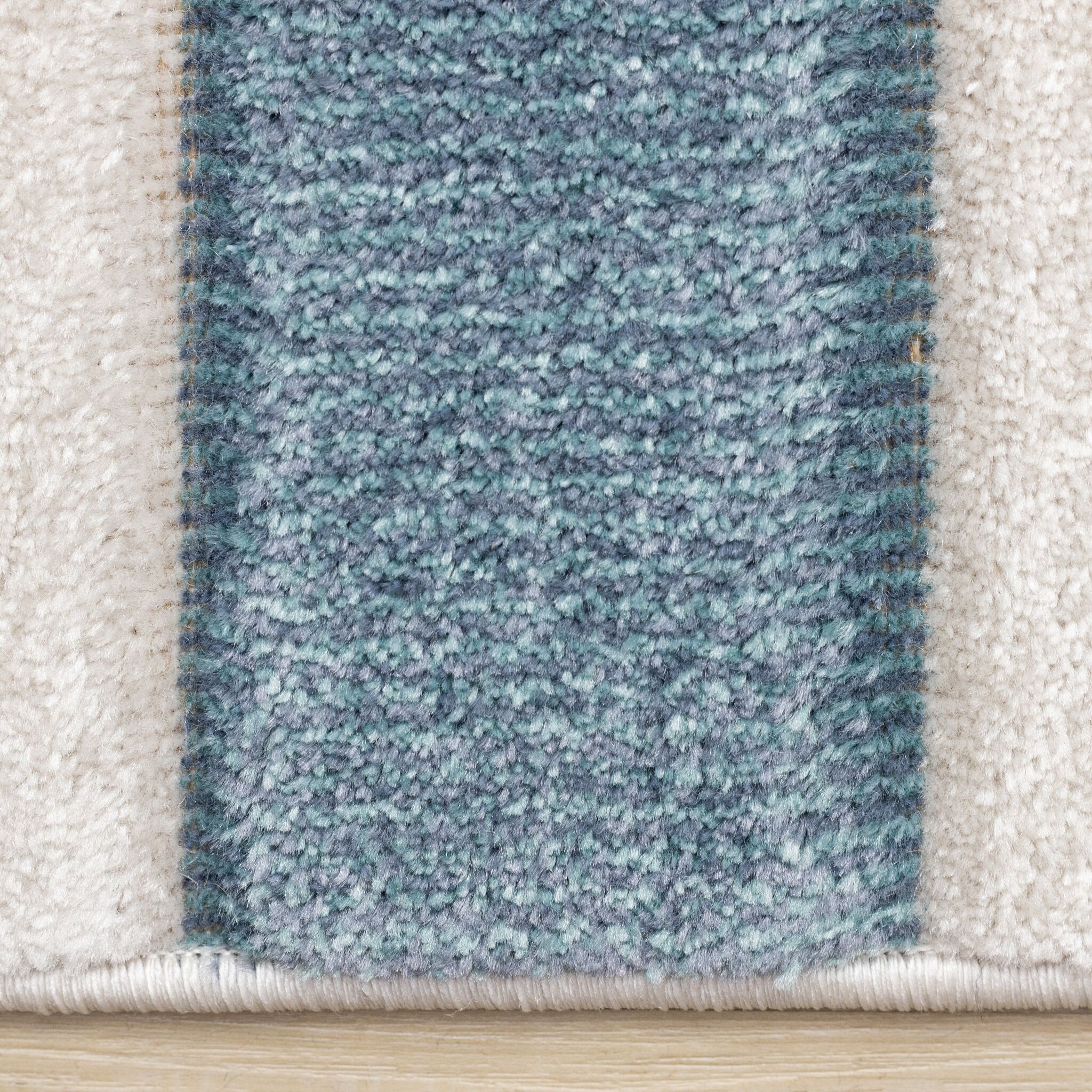 Ocean Blocks 6'7" x 9'6" Banded Rectangle Area Rug - Blue, White - Image 6