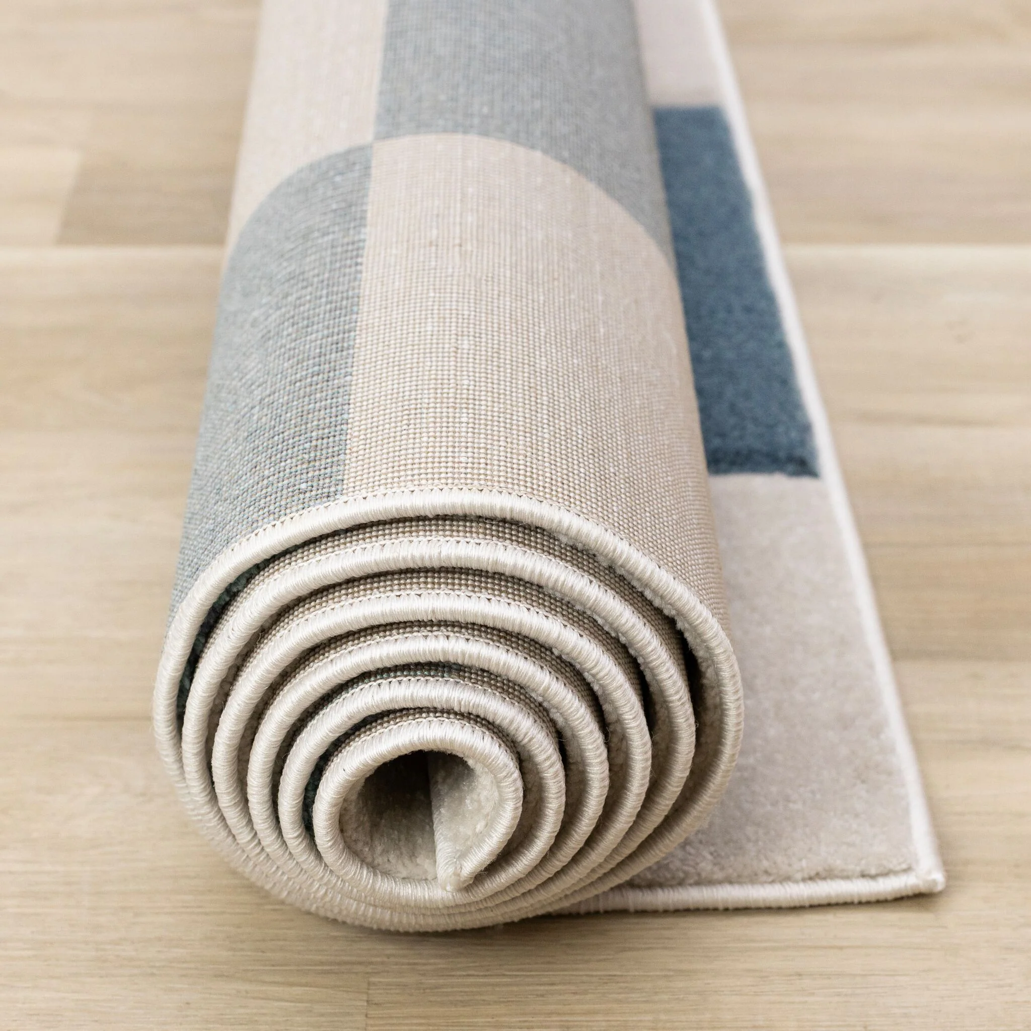 Ocean Blocks 7'10" x 10'6" Banded Rectangle Area Rug - Blue, White - Image 10