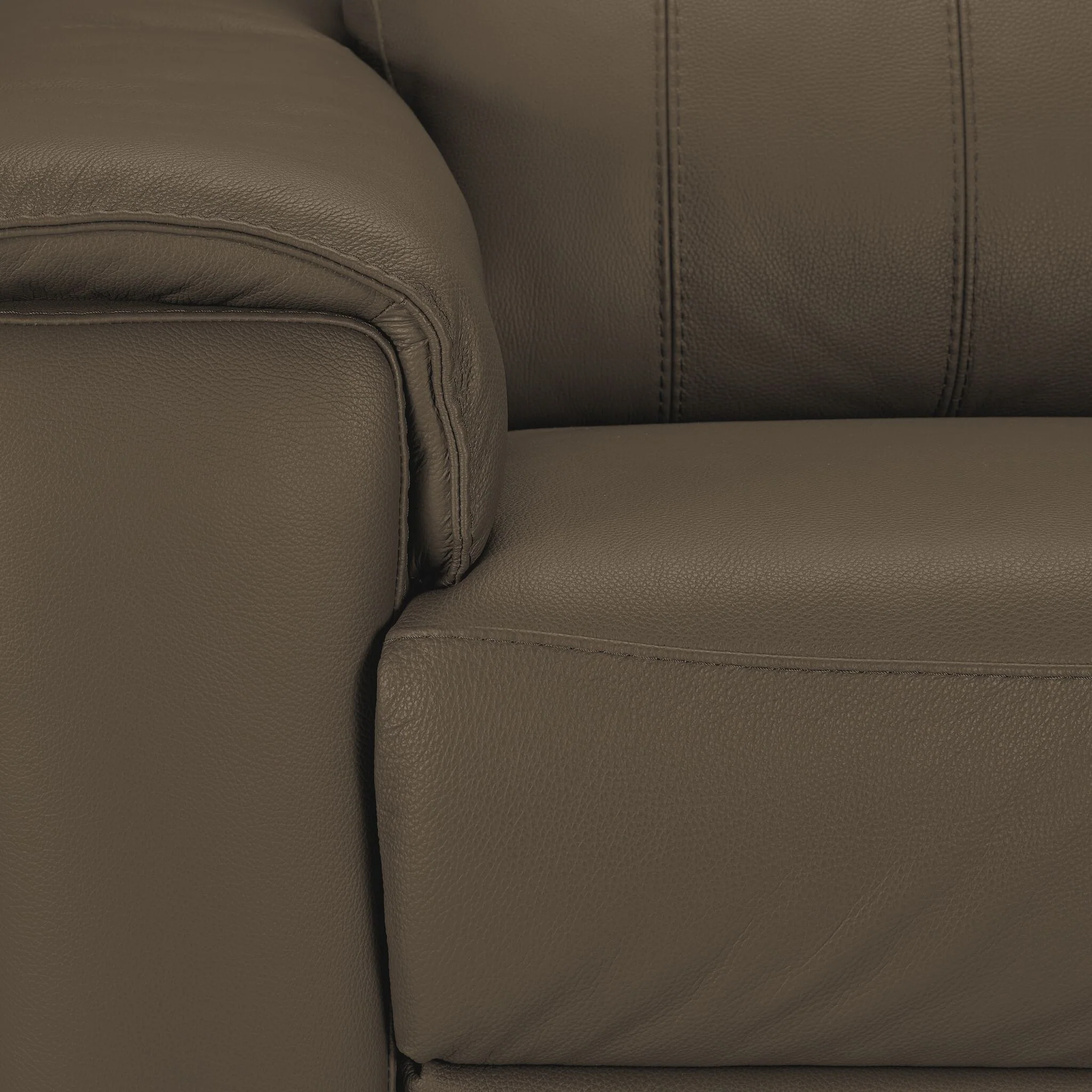 Orlando-Ray Leather Sofa, Loveseat and Chair Set - Taupe - Image 6