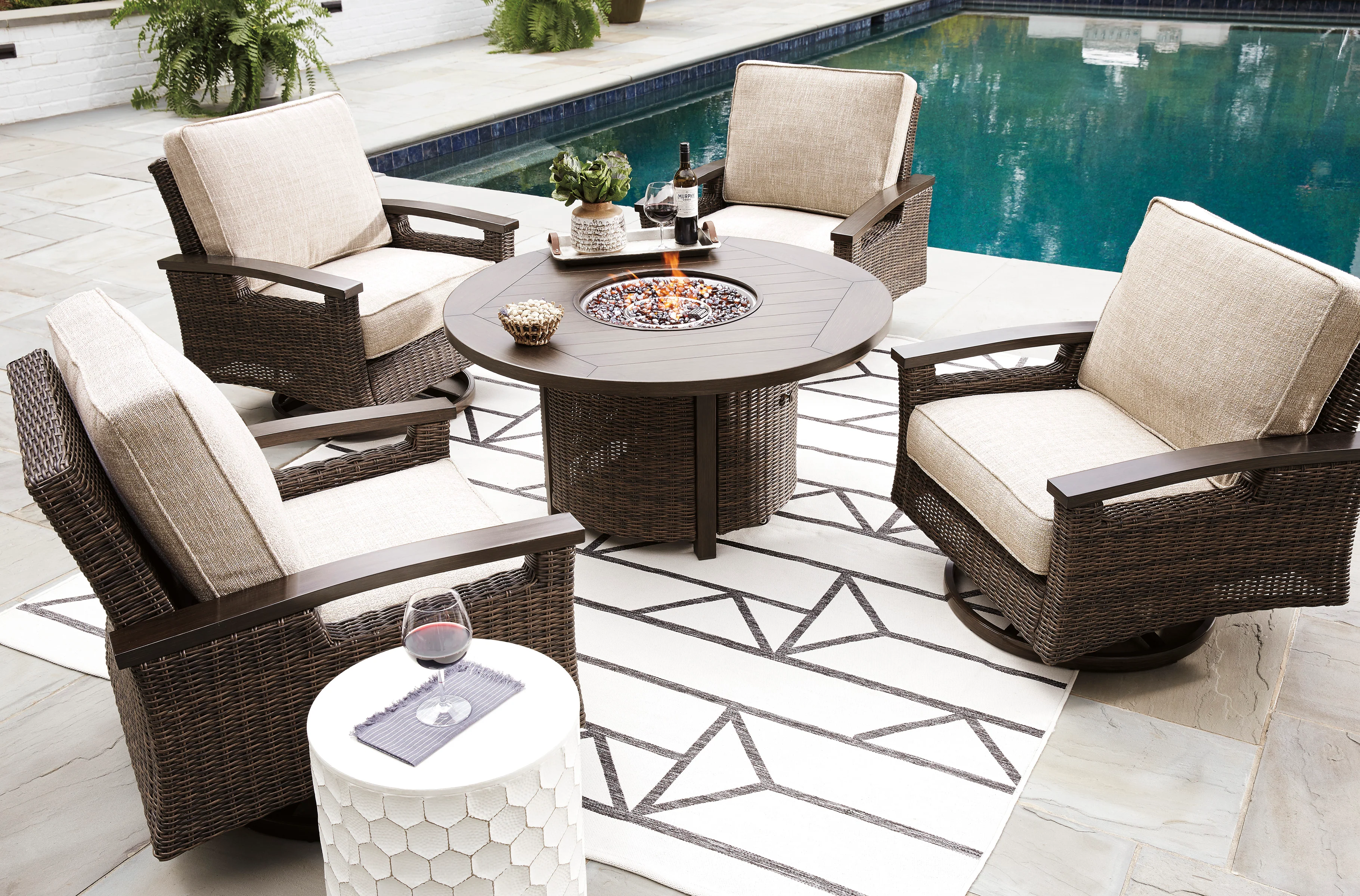 Paradise Trail - Outdoor Fire Pit Table - Medium Brown - Image 3
