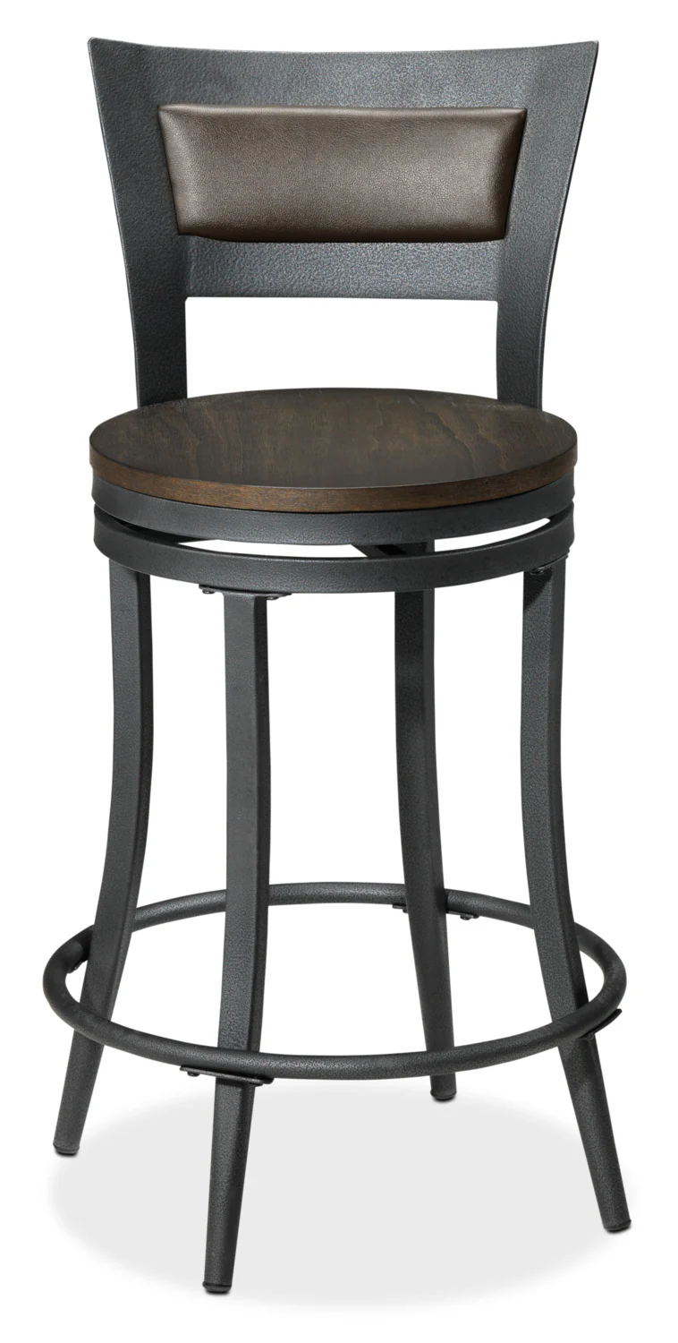 Richmond Pub-Height Swivel Stool - Dark Grey and Brown - Image 2