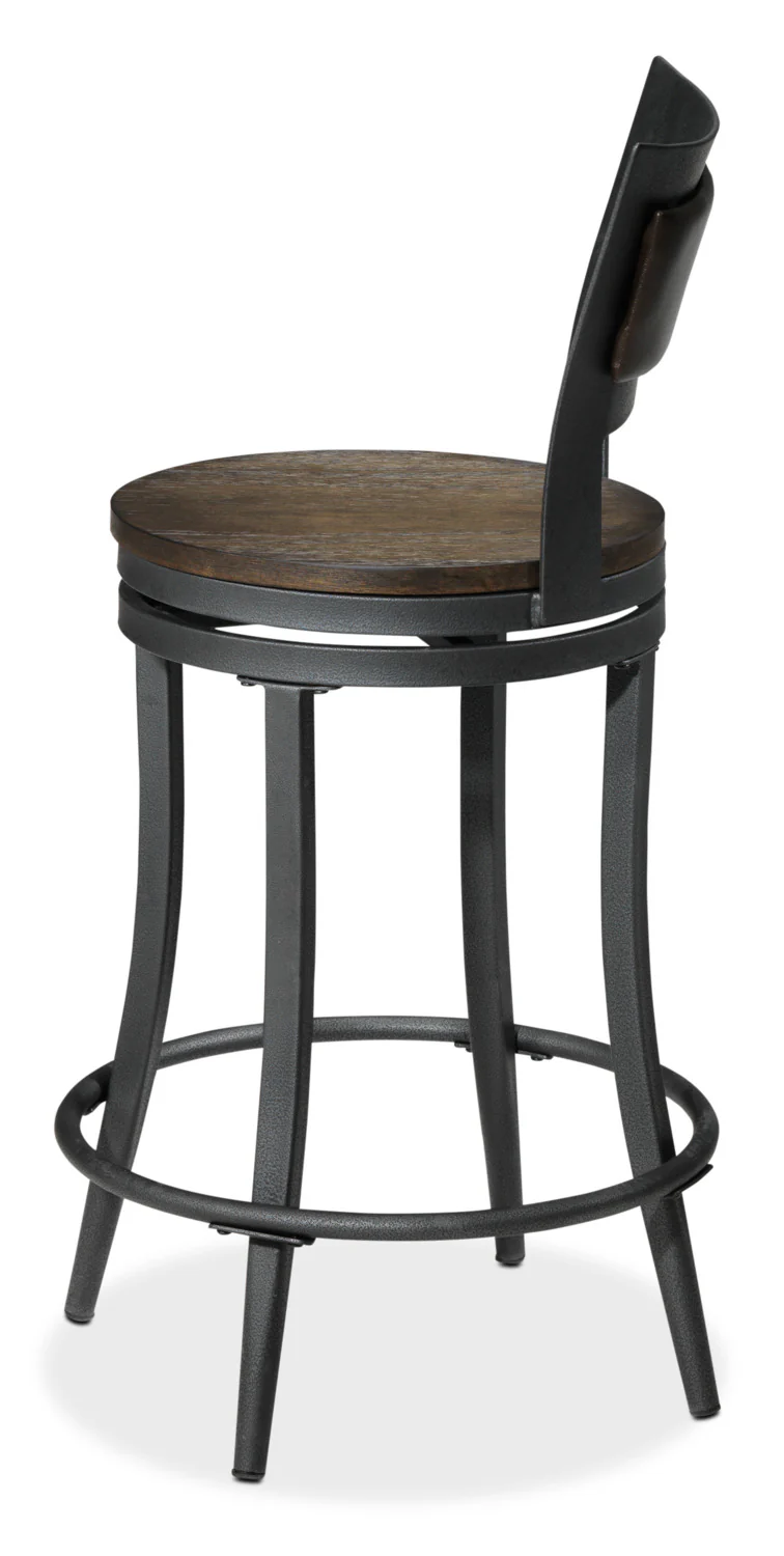 Richmond Pub-Height Swivel Stool - Dark Grey and Brown - Image 3