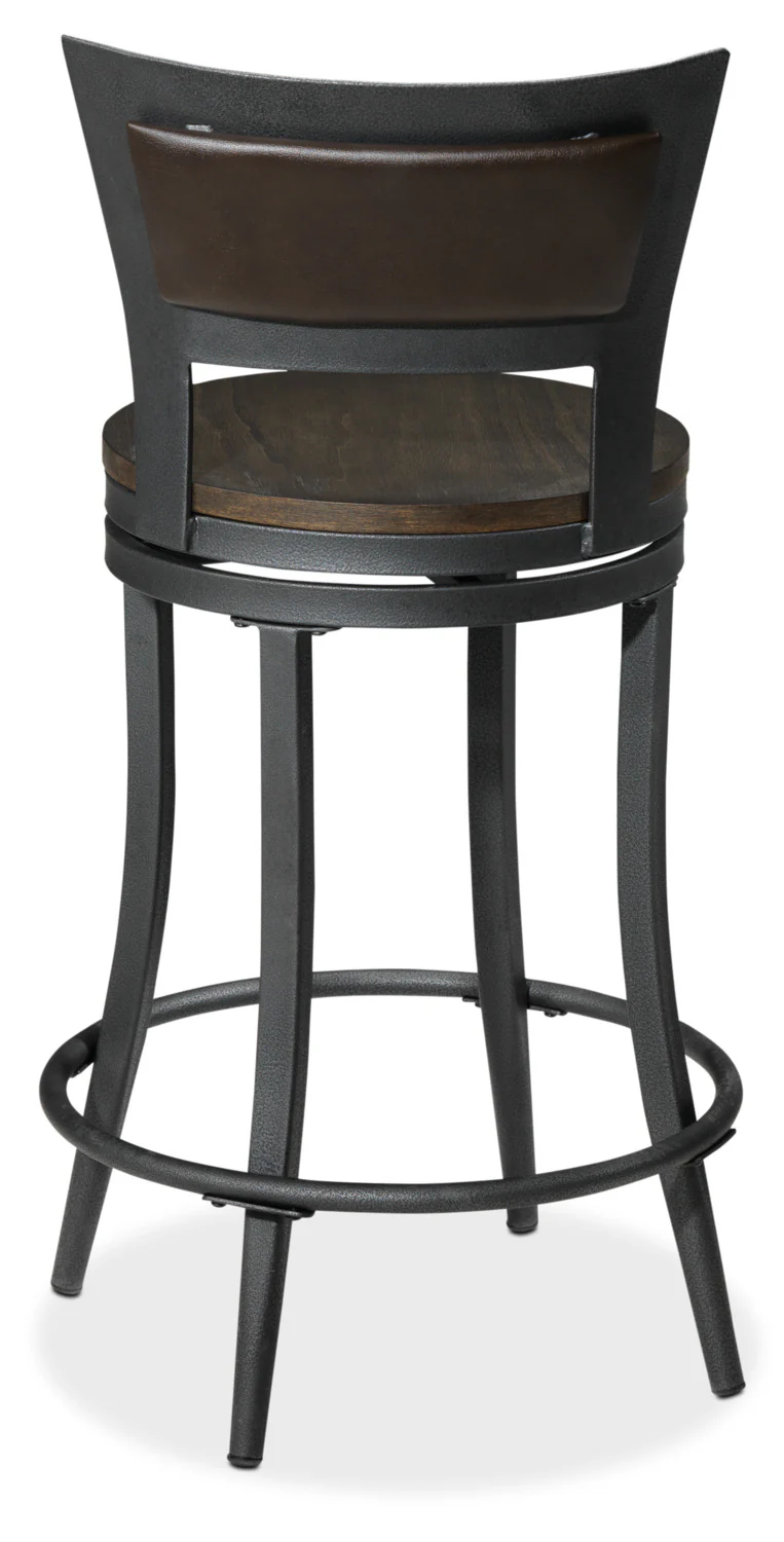 Richmond Pub-Height Swivel Stool - Dark Grey and Brown - Image 4